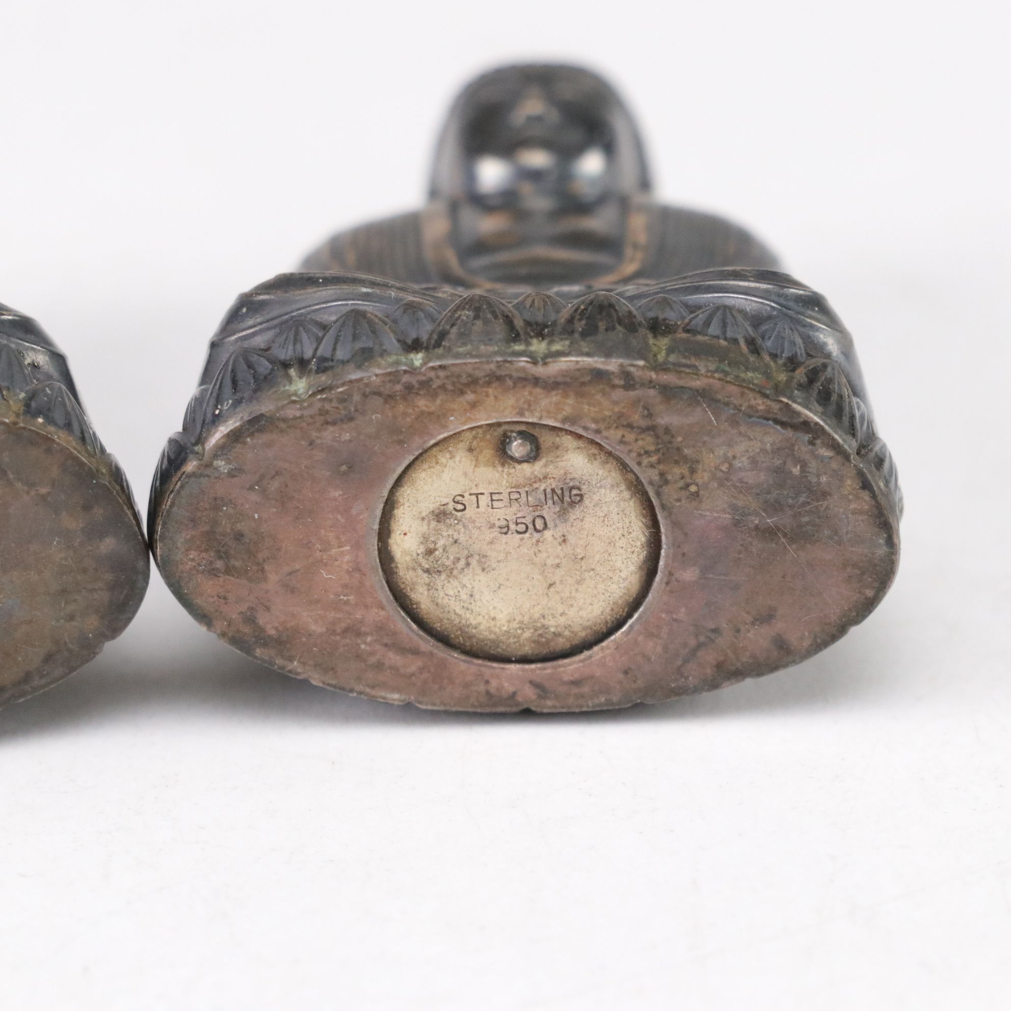 950 Silver Buddha Salt and Pepper Shakers