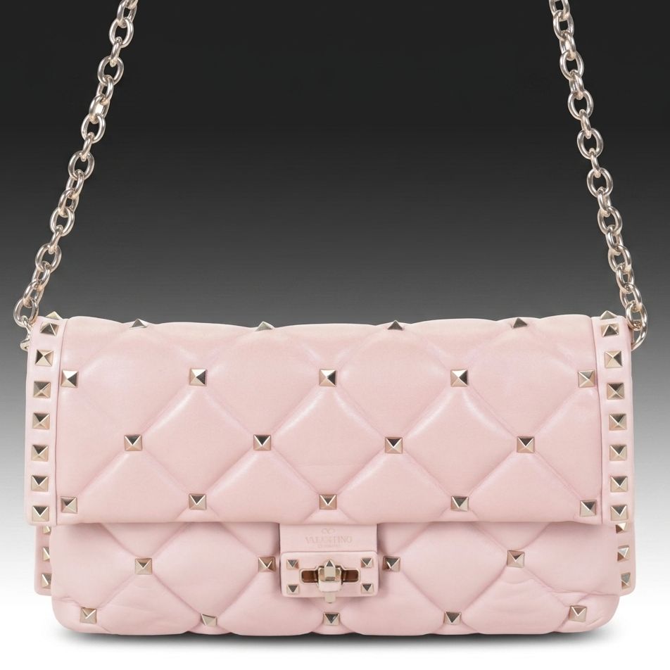 Valentino Garavani Rockstud Spike Crossbody Bag in Pink Quilted Leather