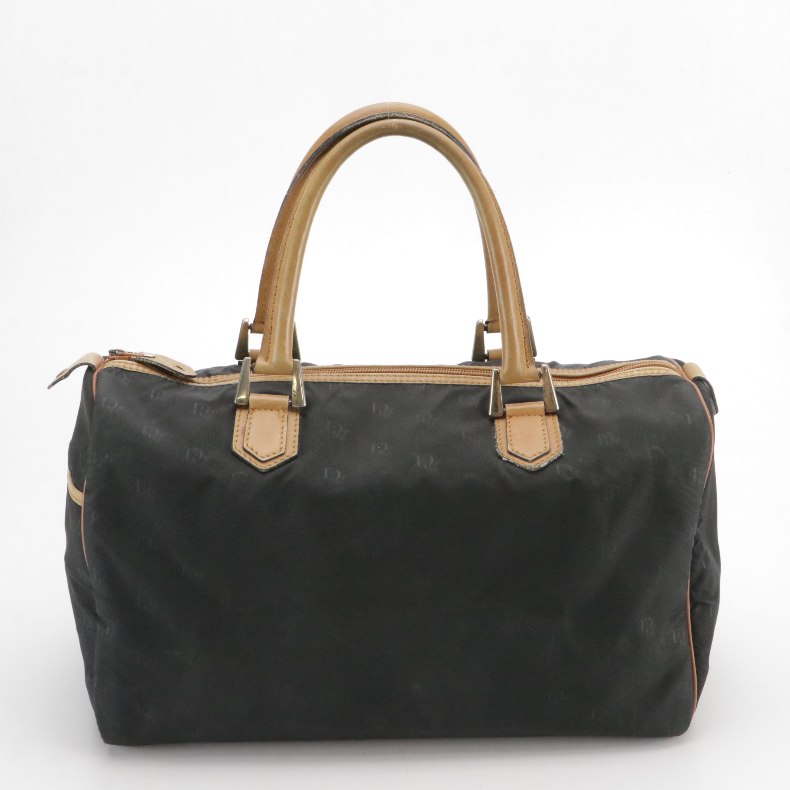 Christian Dior Bagages Boston Bag in Black Monogram Nylon Canvas and Leather
