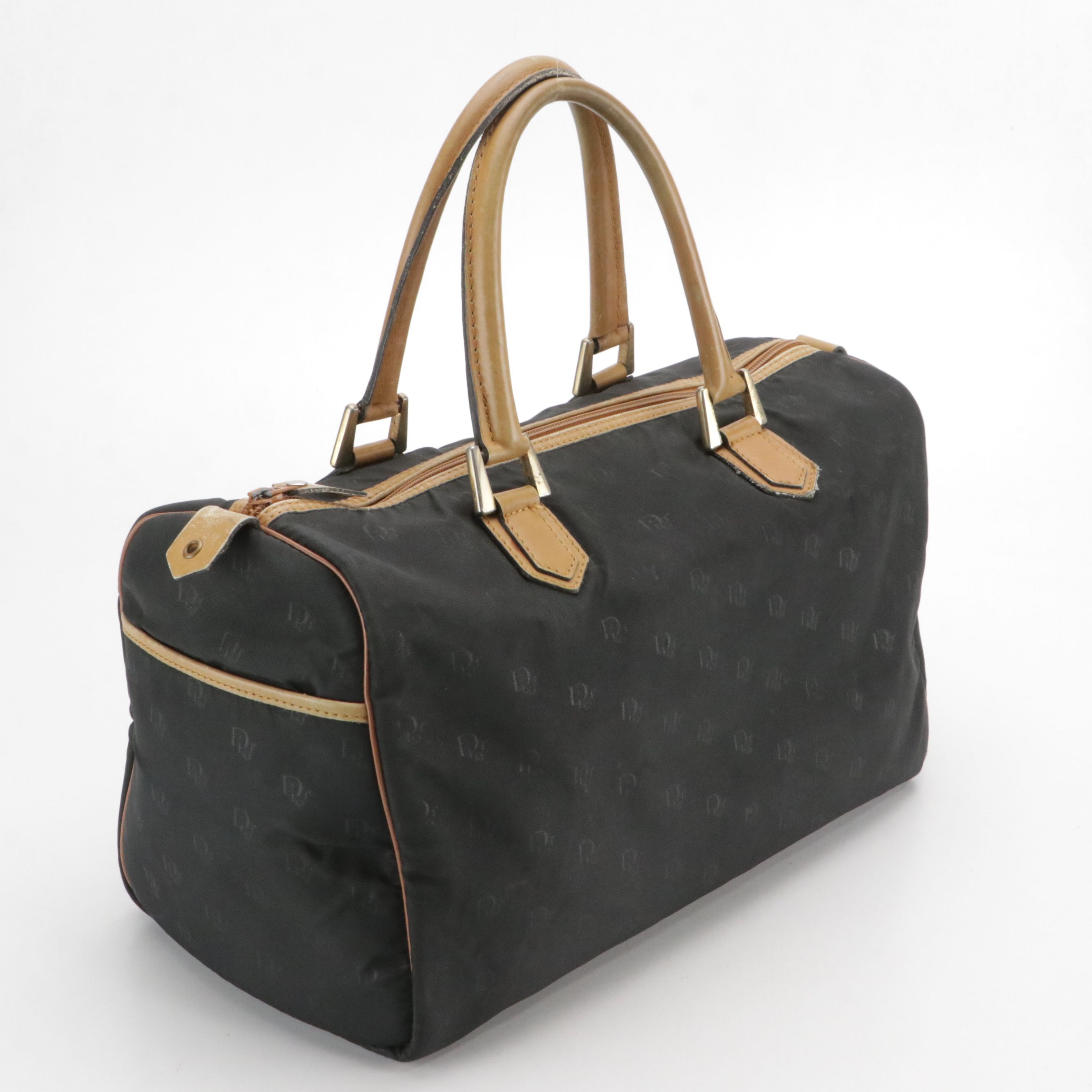 Christian Dior Bagages Boston Bag in Black Monogram Nylon Canvas and Leather