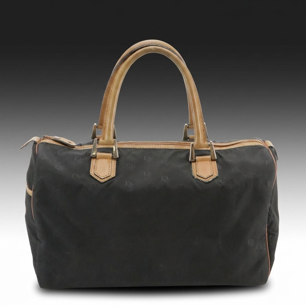Christian Dior Bagages Boston Bag in Black Monogram Nylon Canvas and Leather