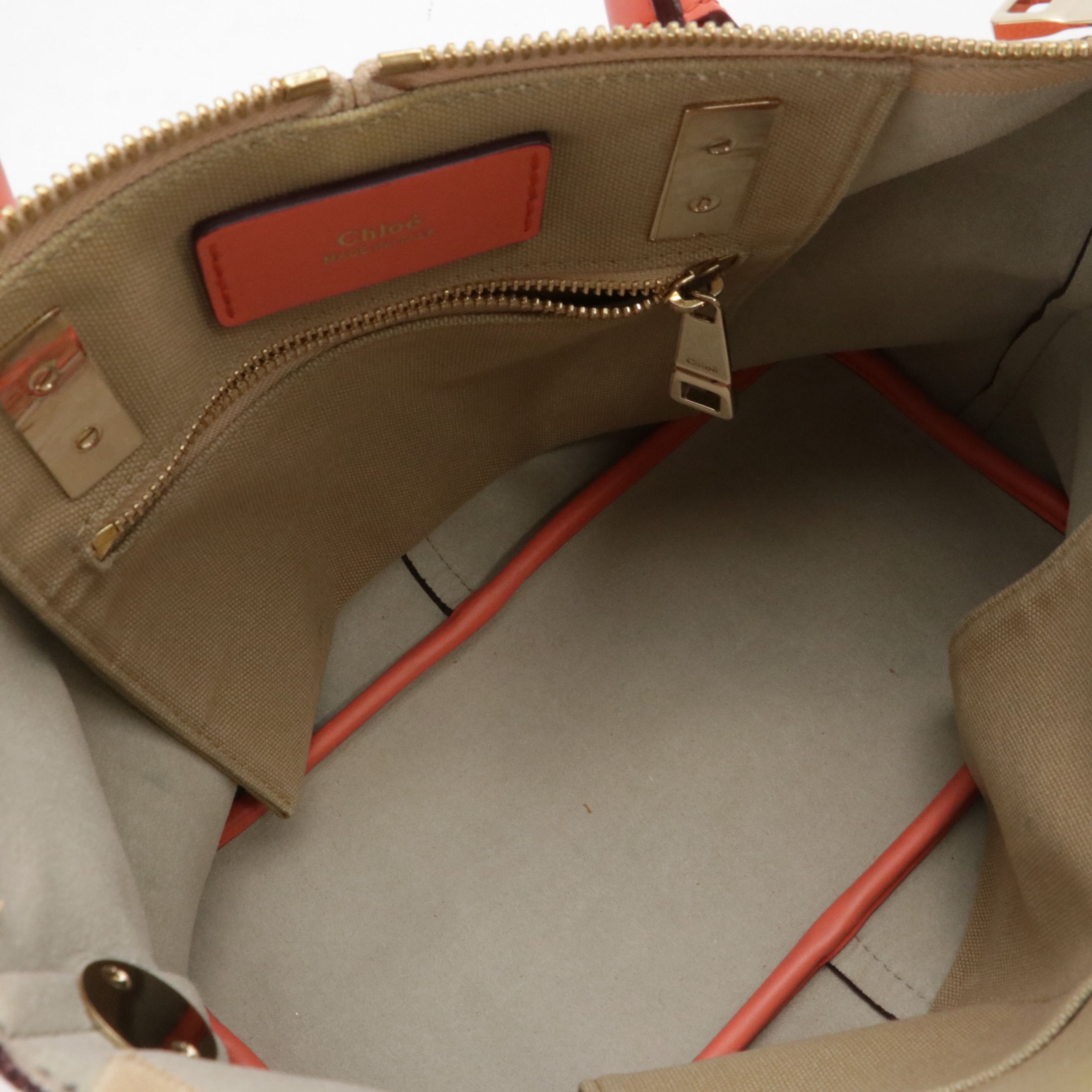 Chloé Baylee Two-Way Zip Satchel Bag in Two-Toned Coral Calfskin Leather