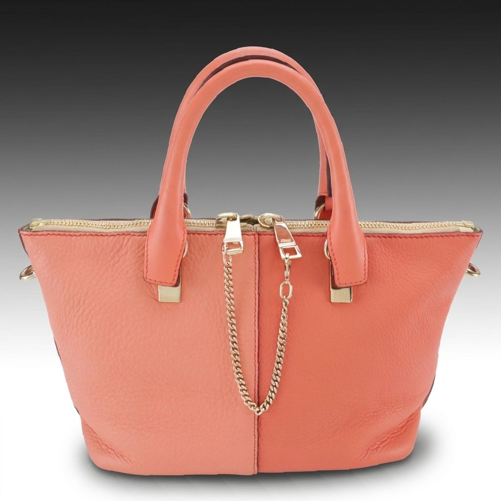 Chloé Baylee Two-Way Zip Satchel Bag in Two-Toned Coral Calfskin Leather