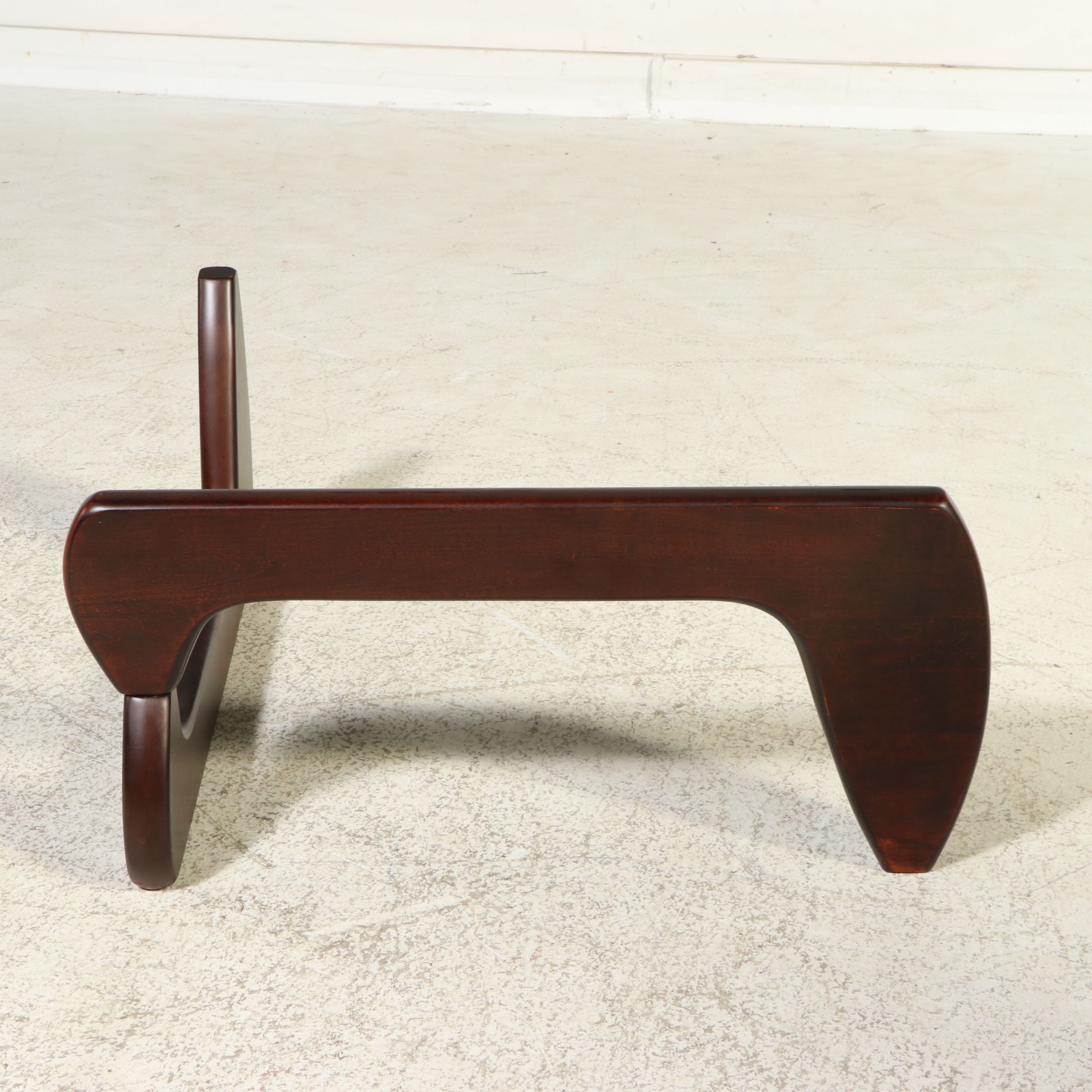 Isamu Noguchi Style Walnut and Glass Coffee Table, Late 20th Century