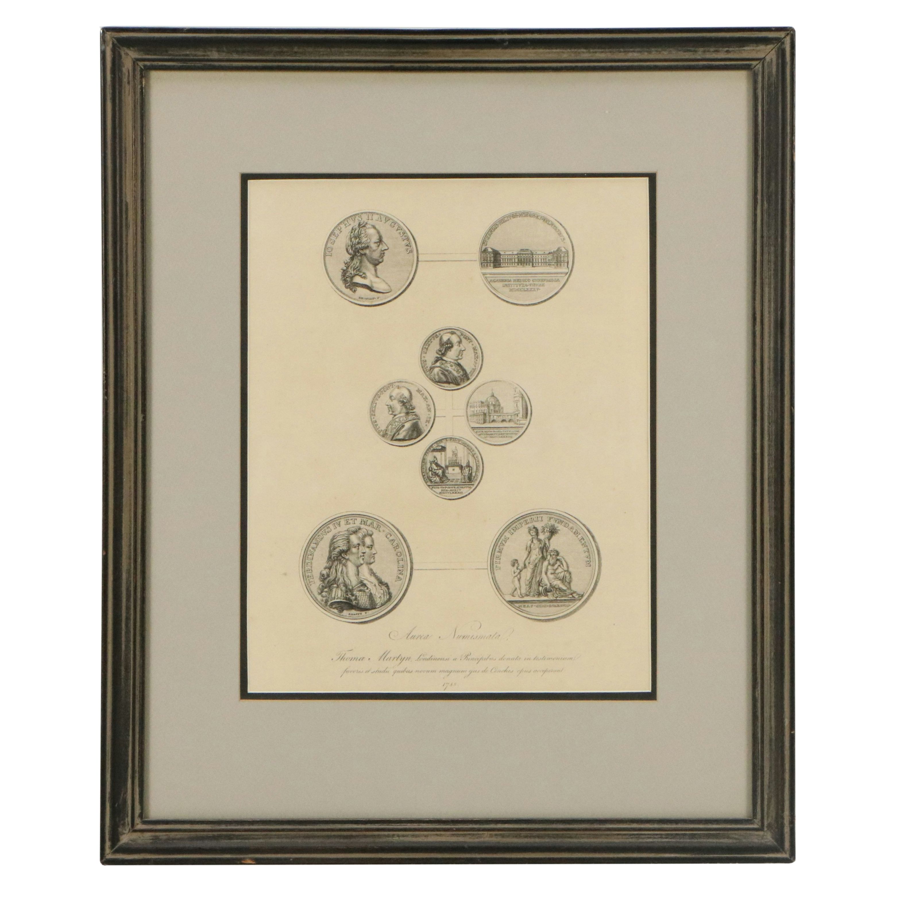 Engraving After Thomas Martyn "Aurea Numismata," 1788