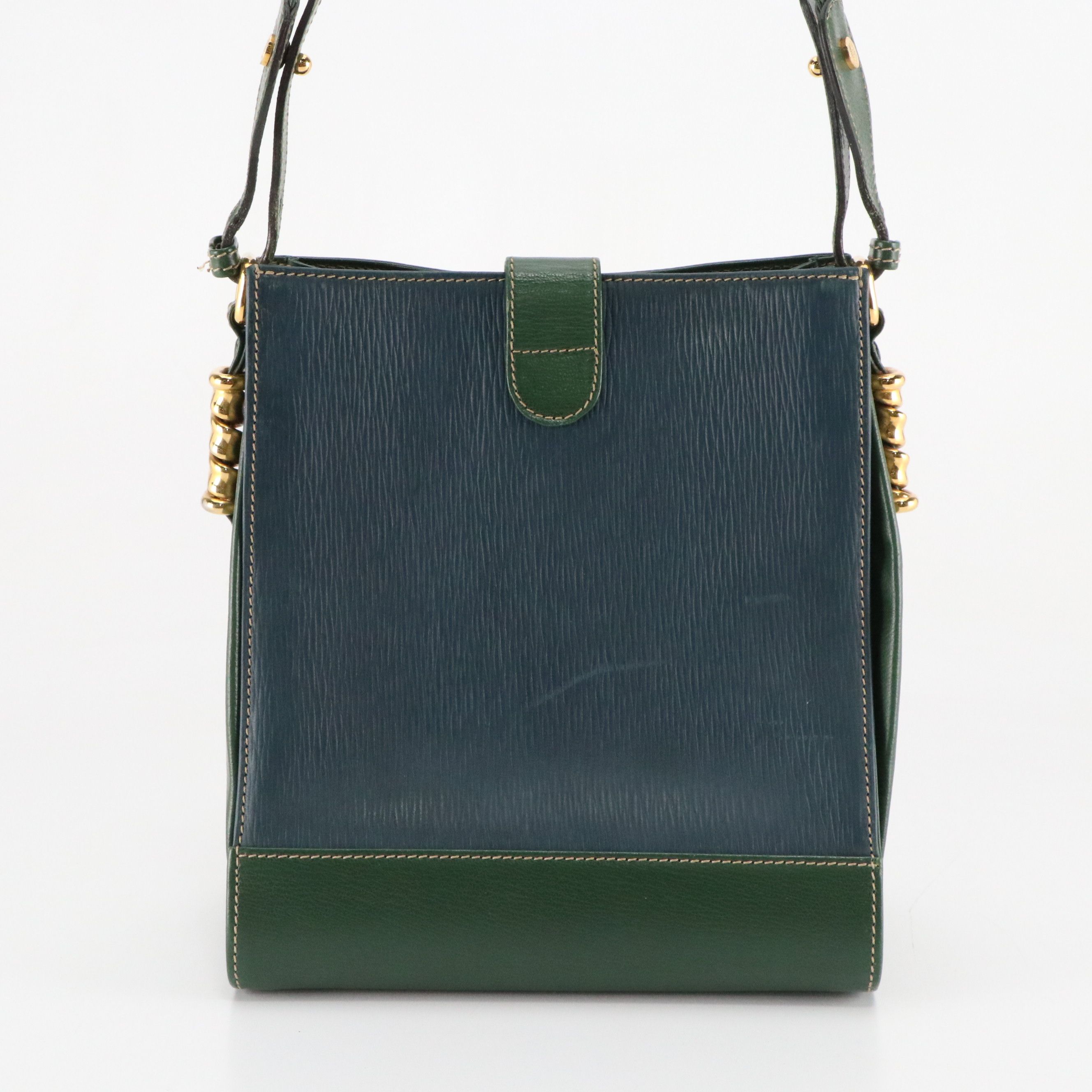 Loewe Velázquez Shoulder Bag in Green/Blue Leather, Vintage