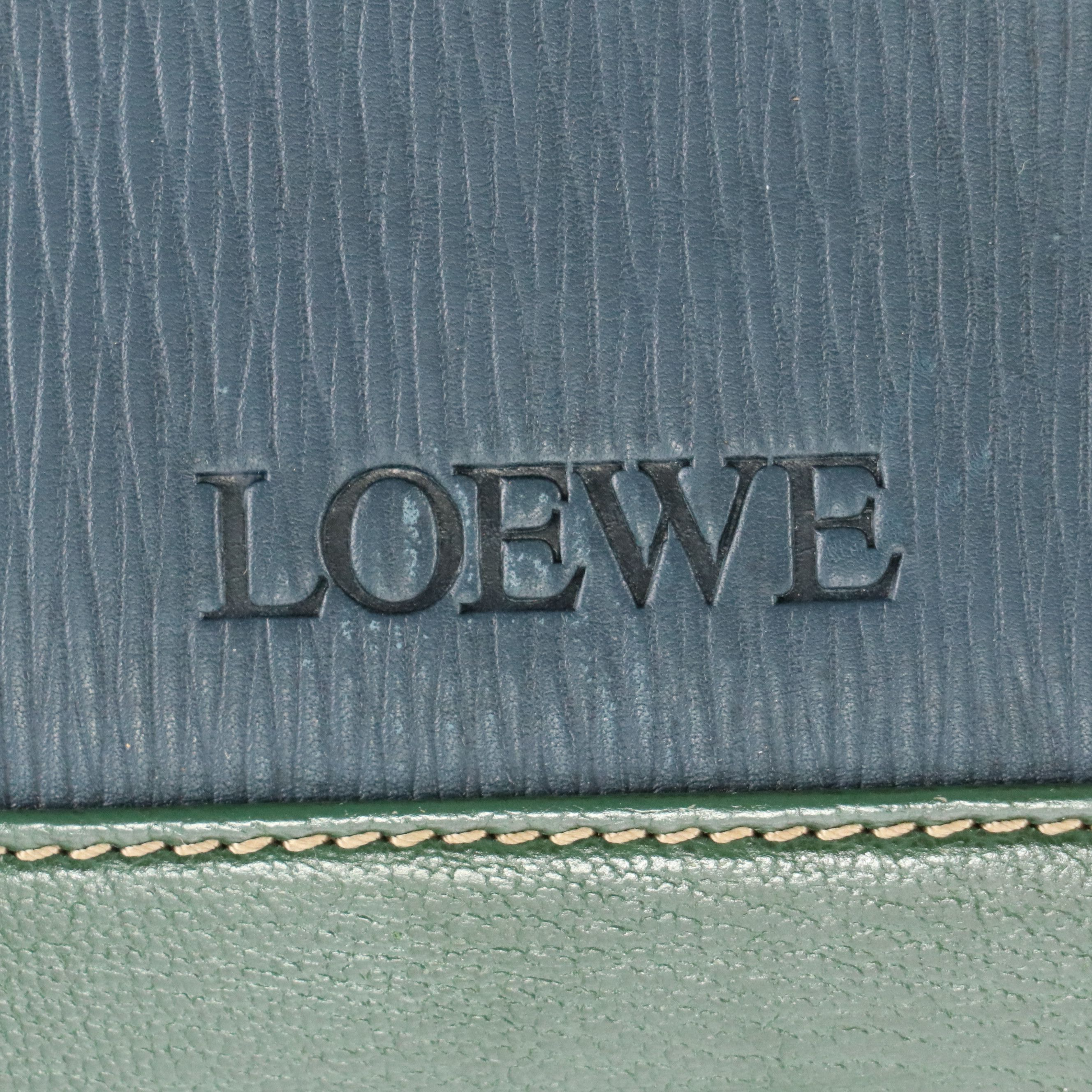 Loewe Velázquez Shoulder Bag in Green/Blue Leather, Vintage