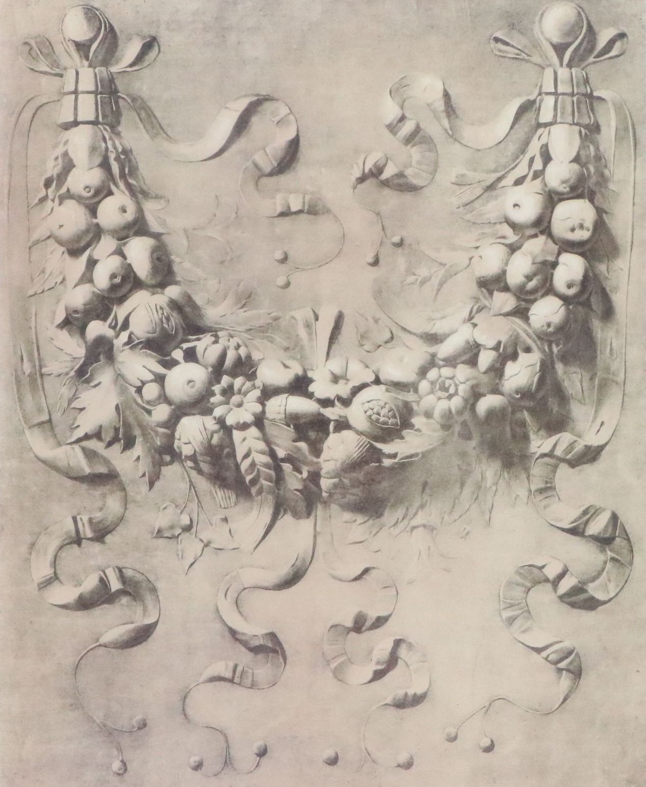 Drawing of Ornamental Facade Digital Print, 21st Century