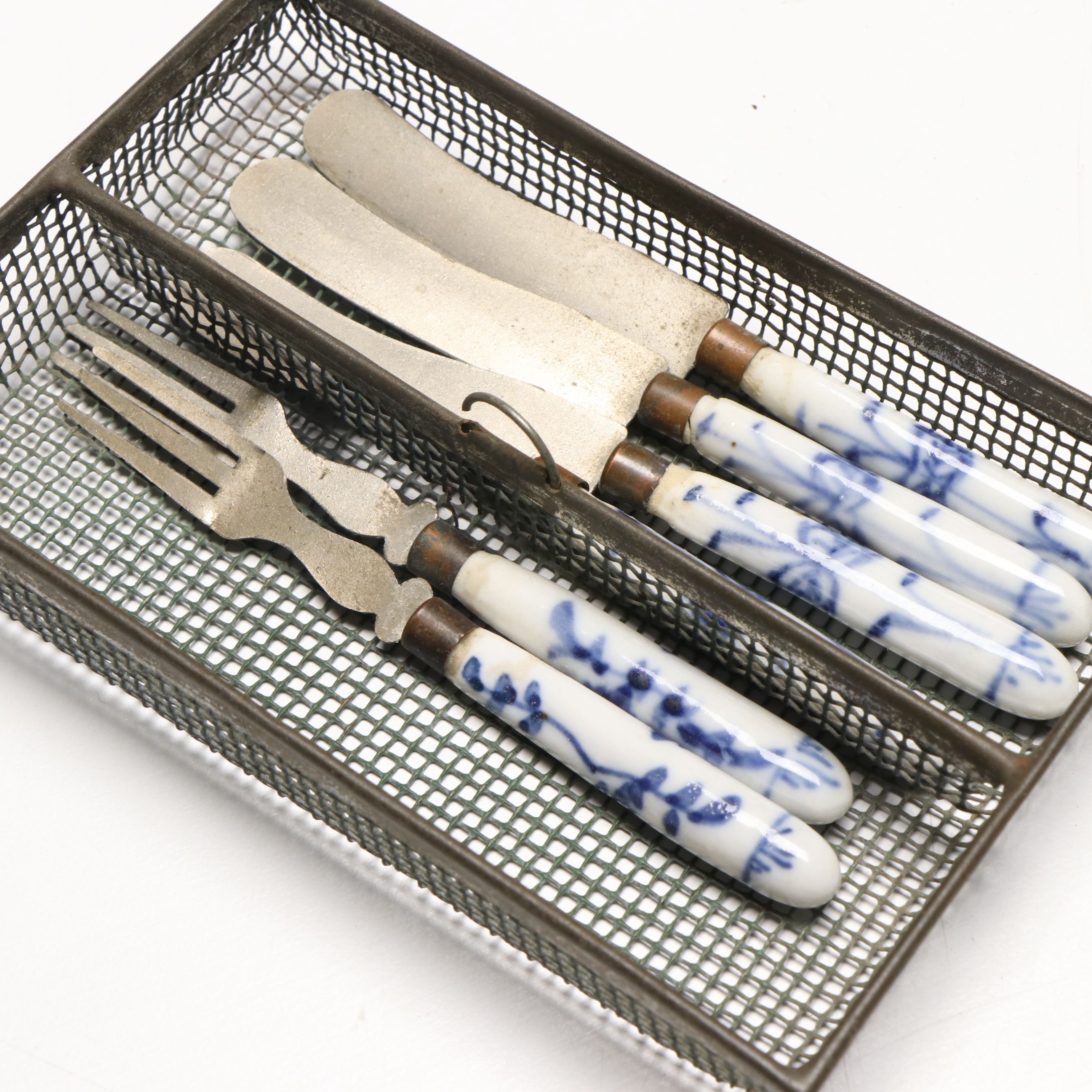 Staffordshire Child's Tea Set with Canister Set and Flatware