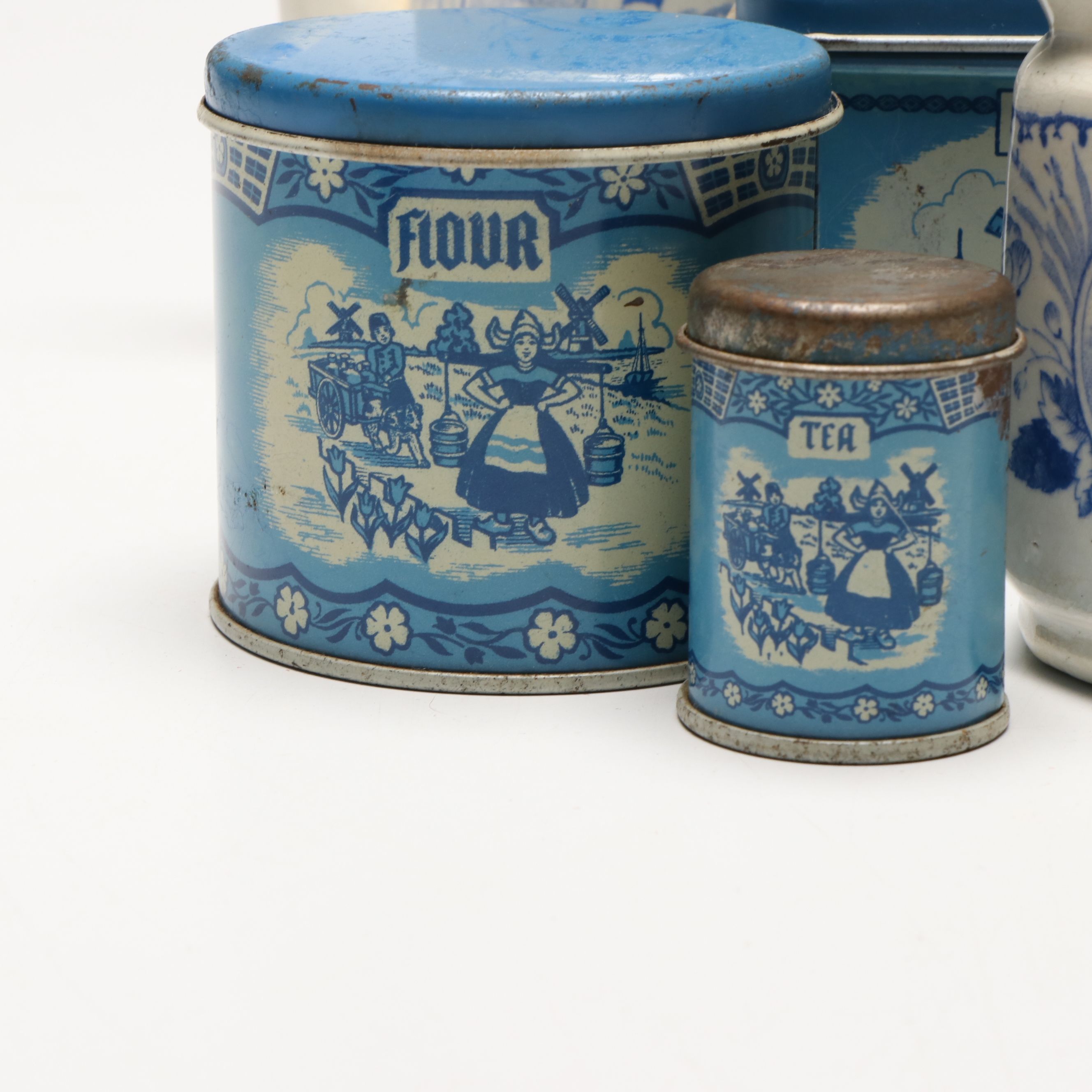 Staffordshire Child's Tea Set with Canister Set and Flatware