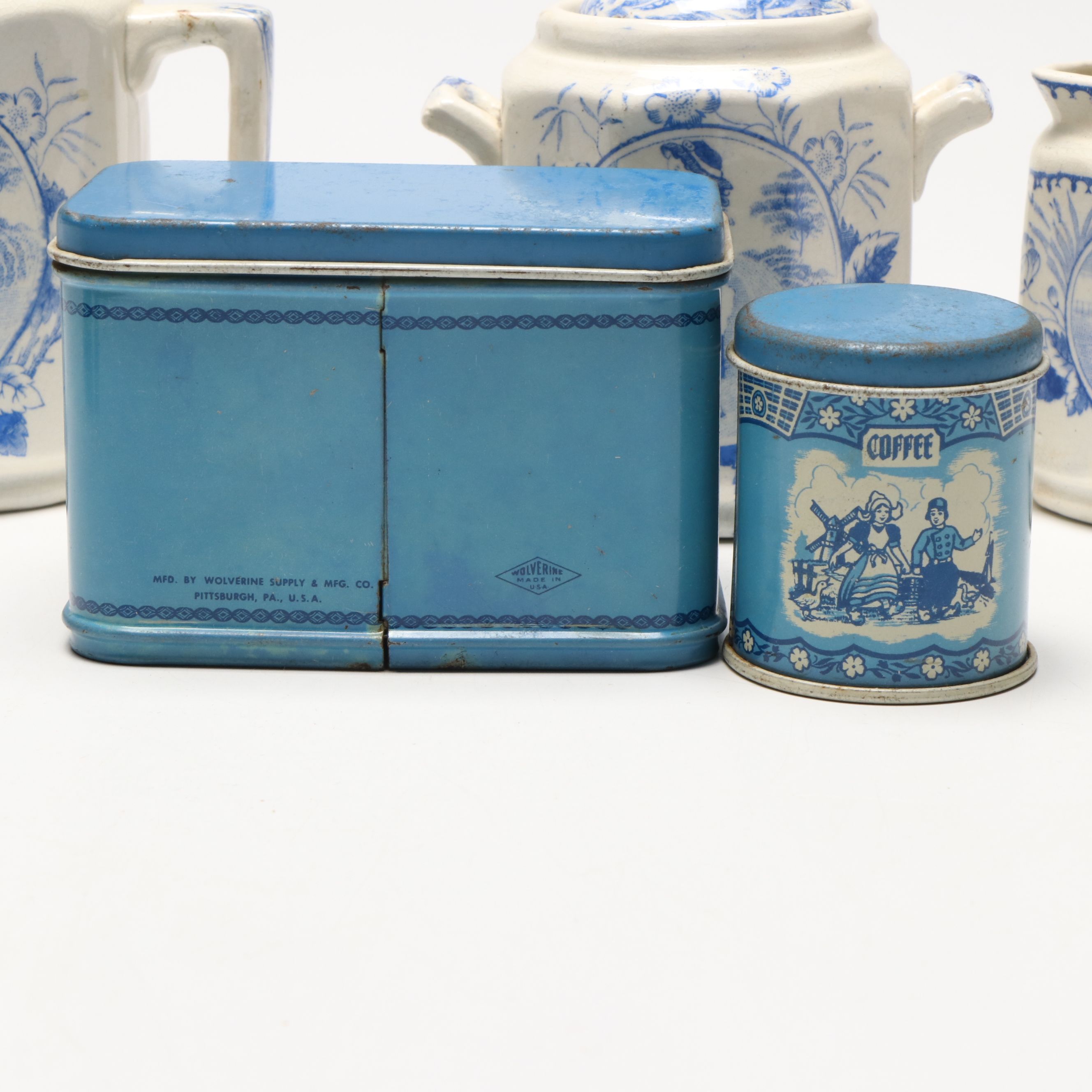 Staffordshire Child's Tea Set with Canister Set and Flatware
