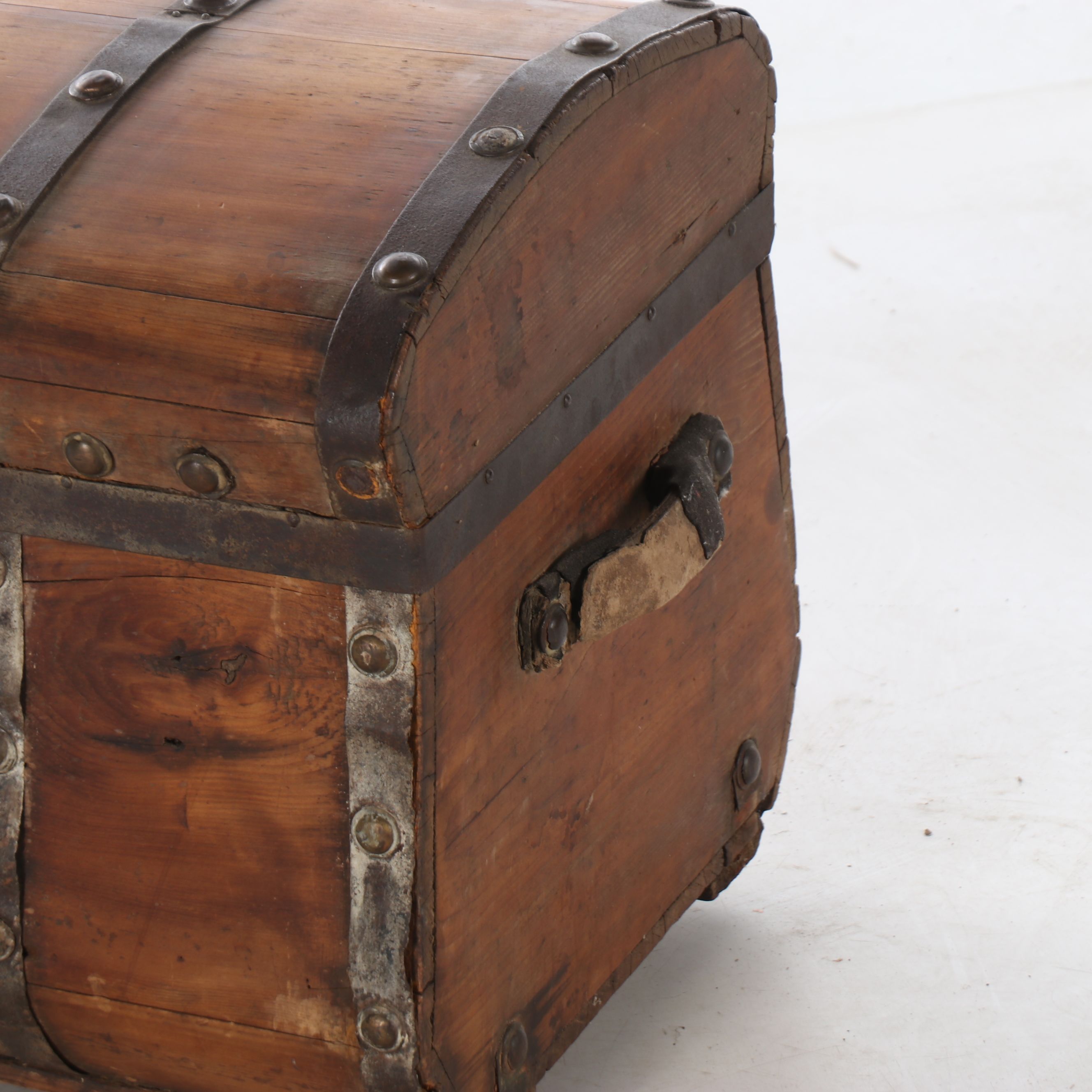Rustic Domed Wooden Chest on Casters