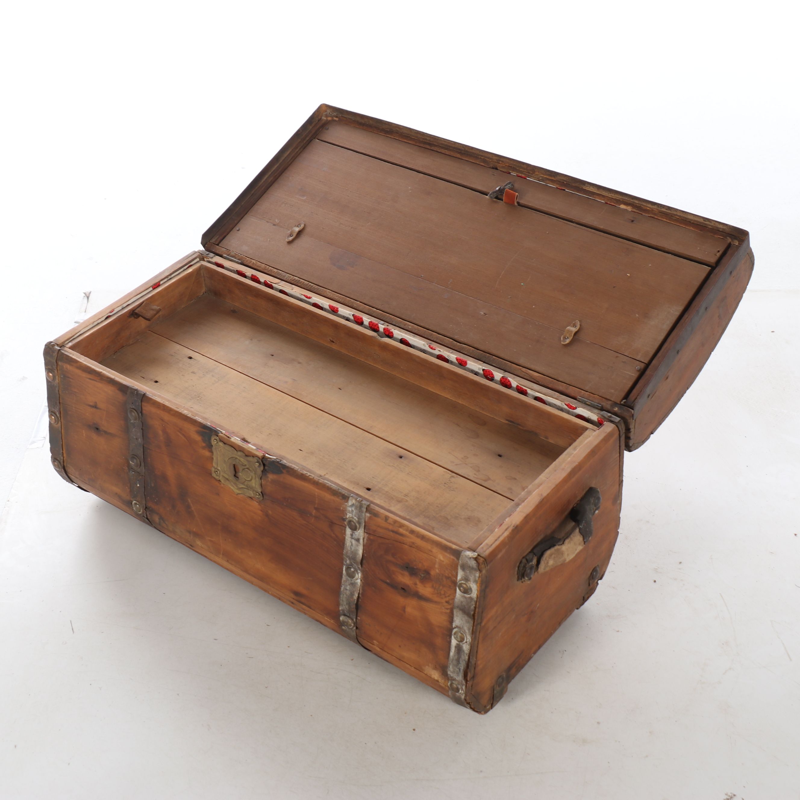 Rustic Domed Wooden Chest on Casters