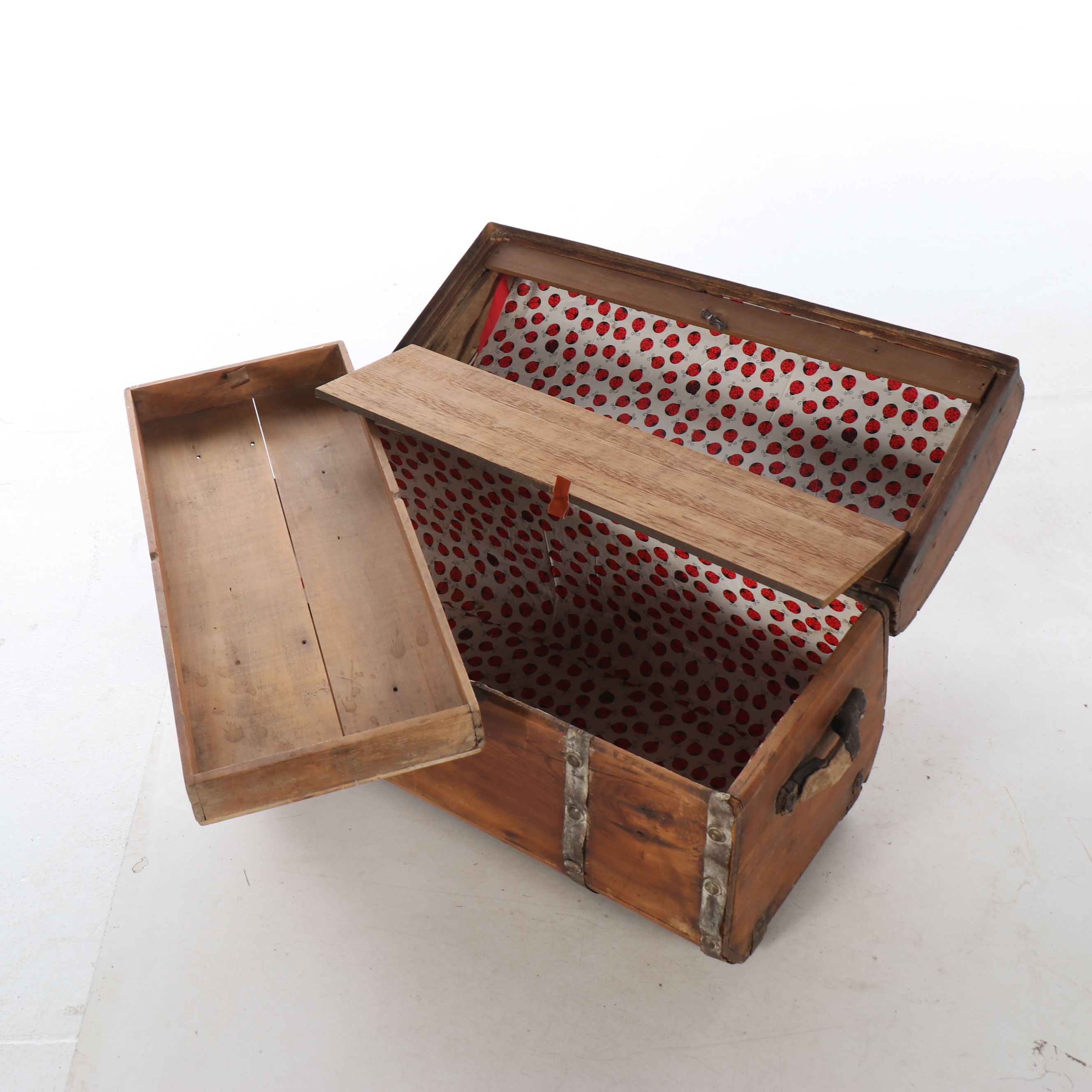 Rustic Domed Wooden Chest on Casters