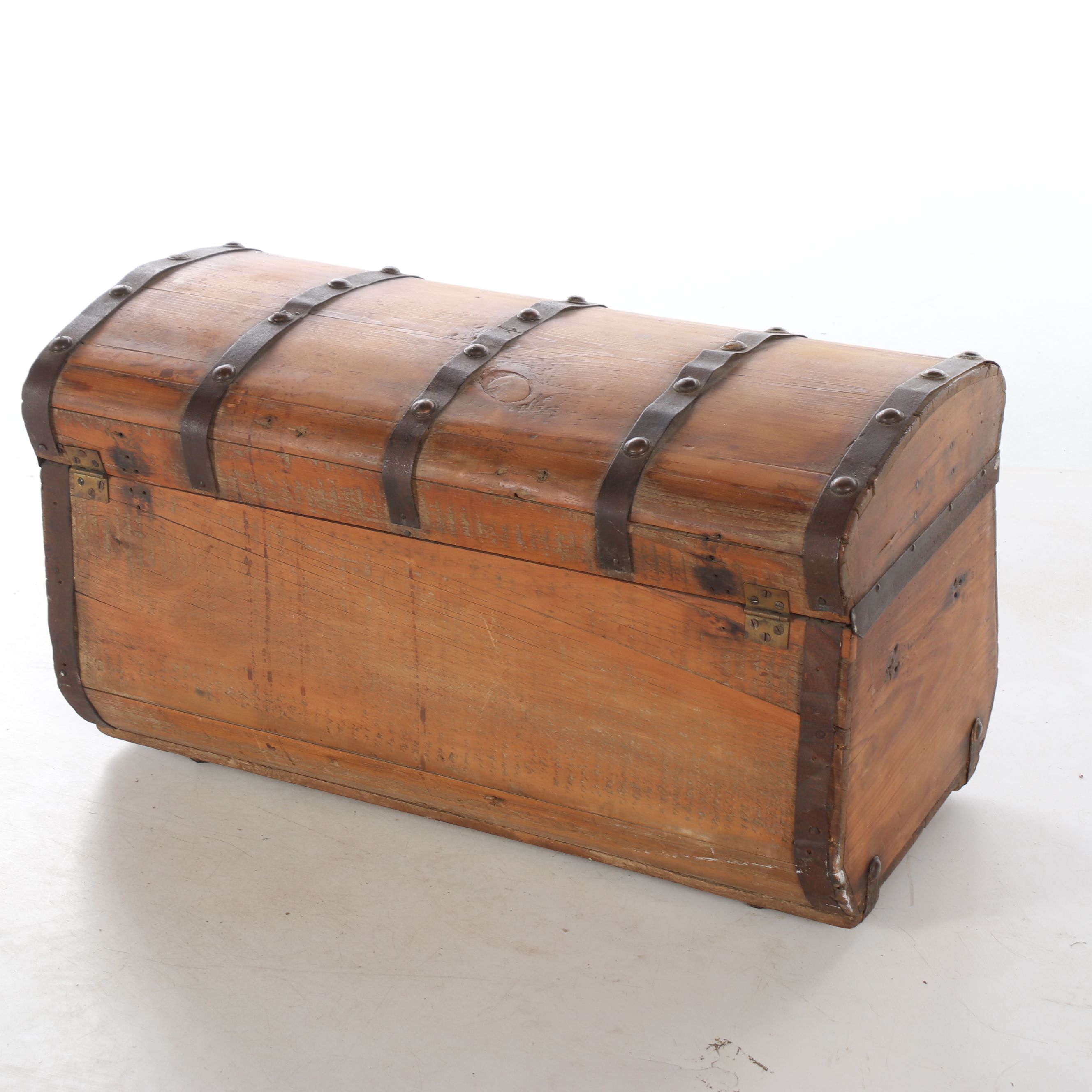 Rustic Domed Wooden Chest on Casters