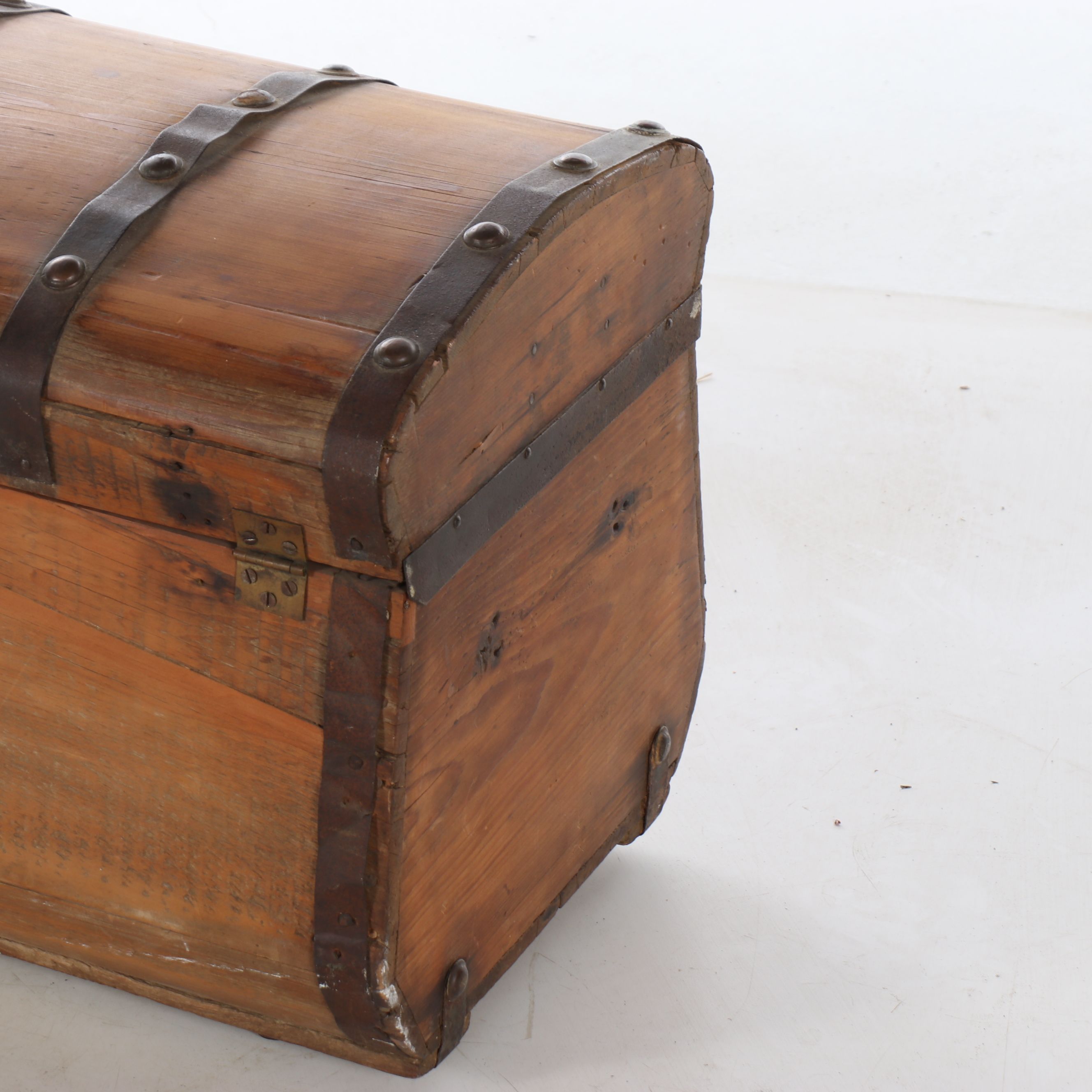 Rustic Domed Wooden Chest on Casters