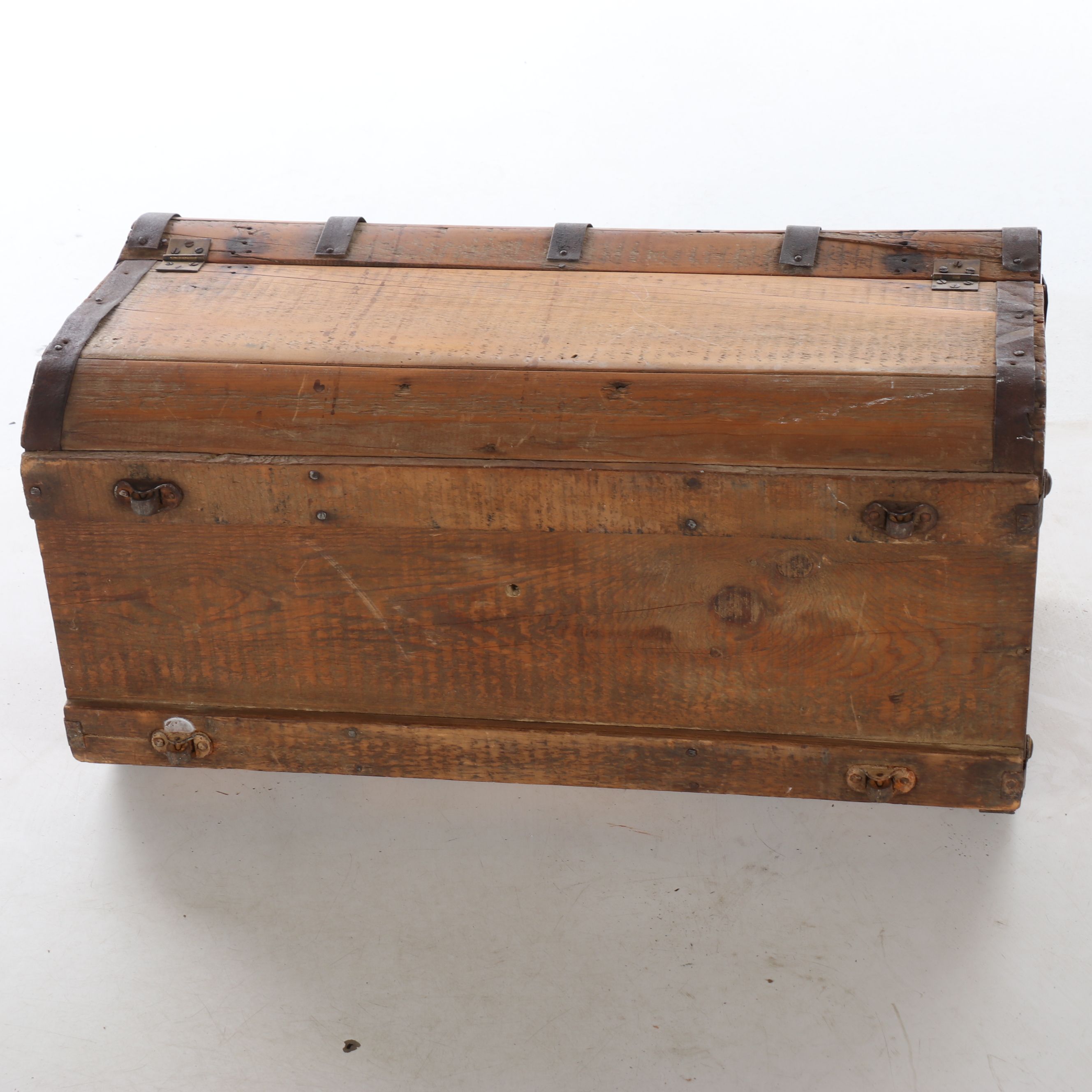 Rustic Domed Wooden Chest on Casters