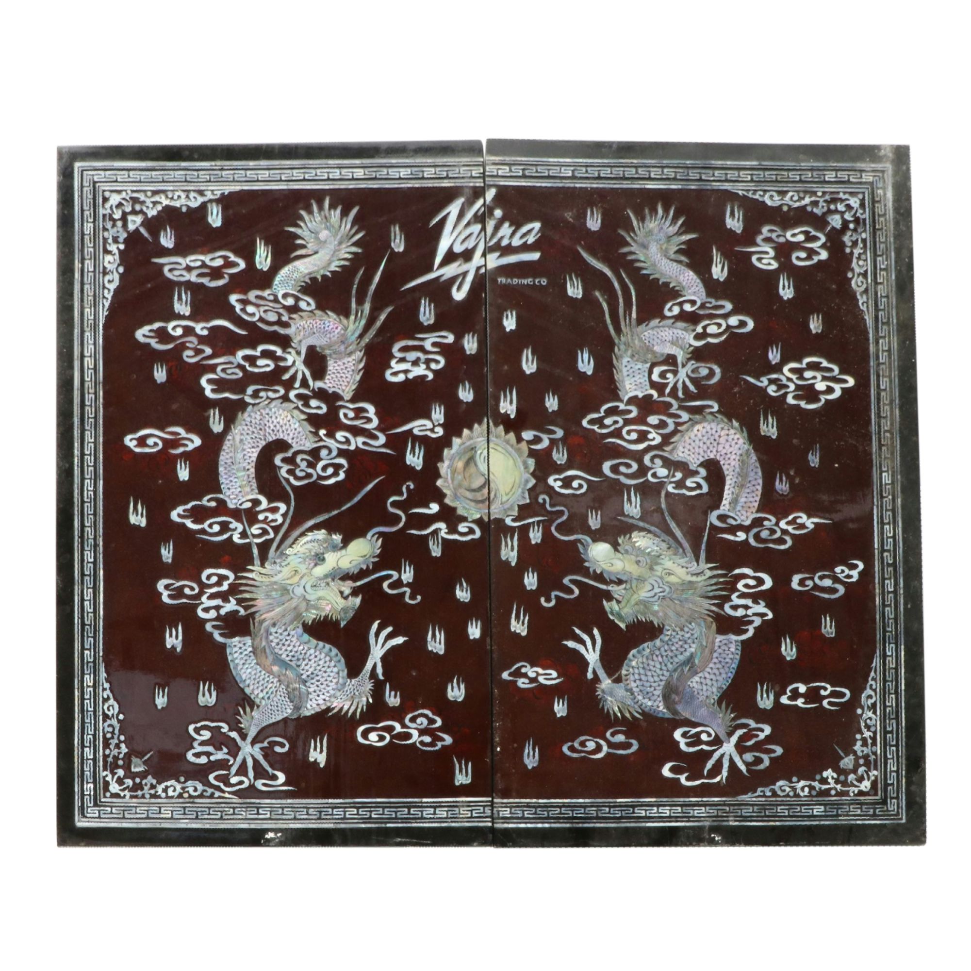 Vajra Trading Co. Mother-of-Pearl-Inlaid Diptych with Chinese Dragons