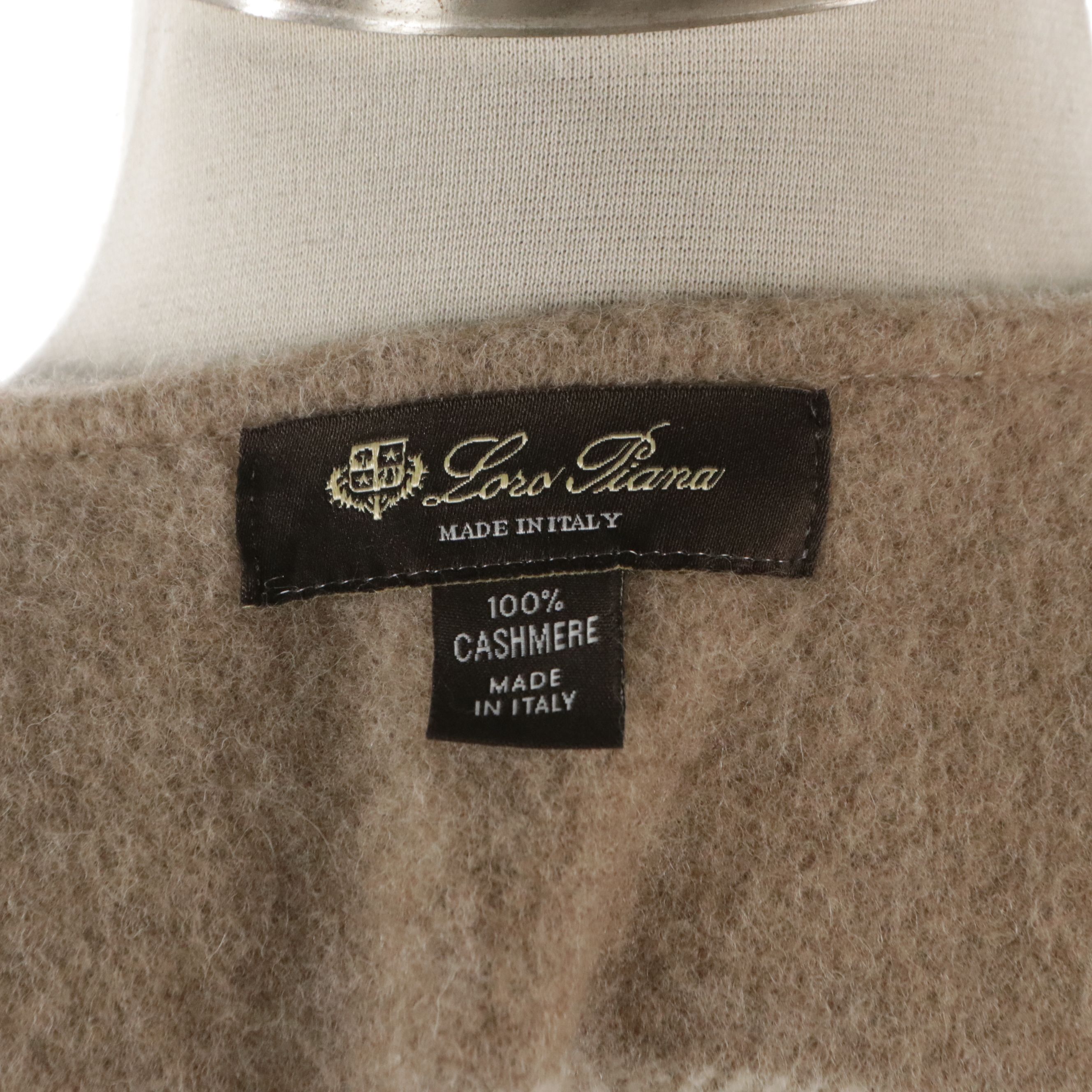 Loro Piana Fringed Shawl in Neutral Plaid Cashmere