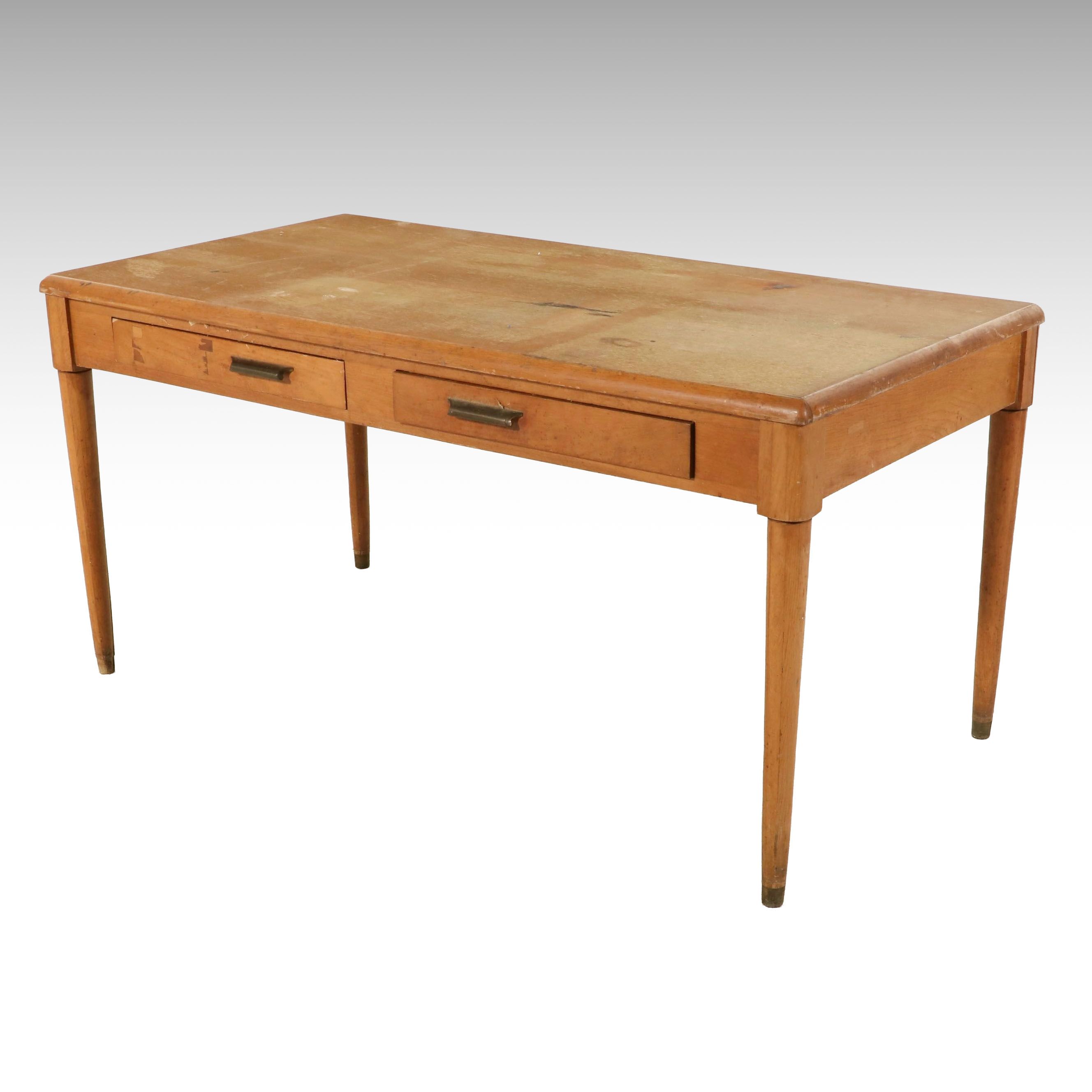 Mid Century Modern Wooden Library Table, Mid-20th Century