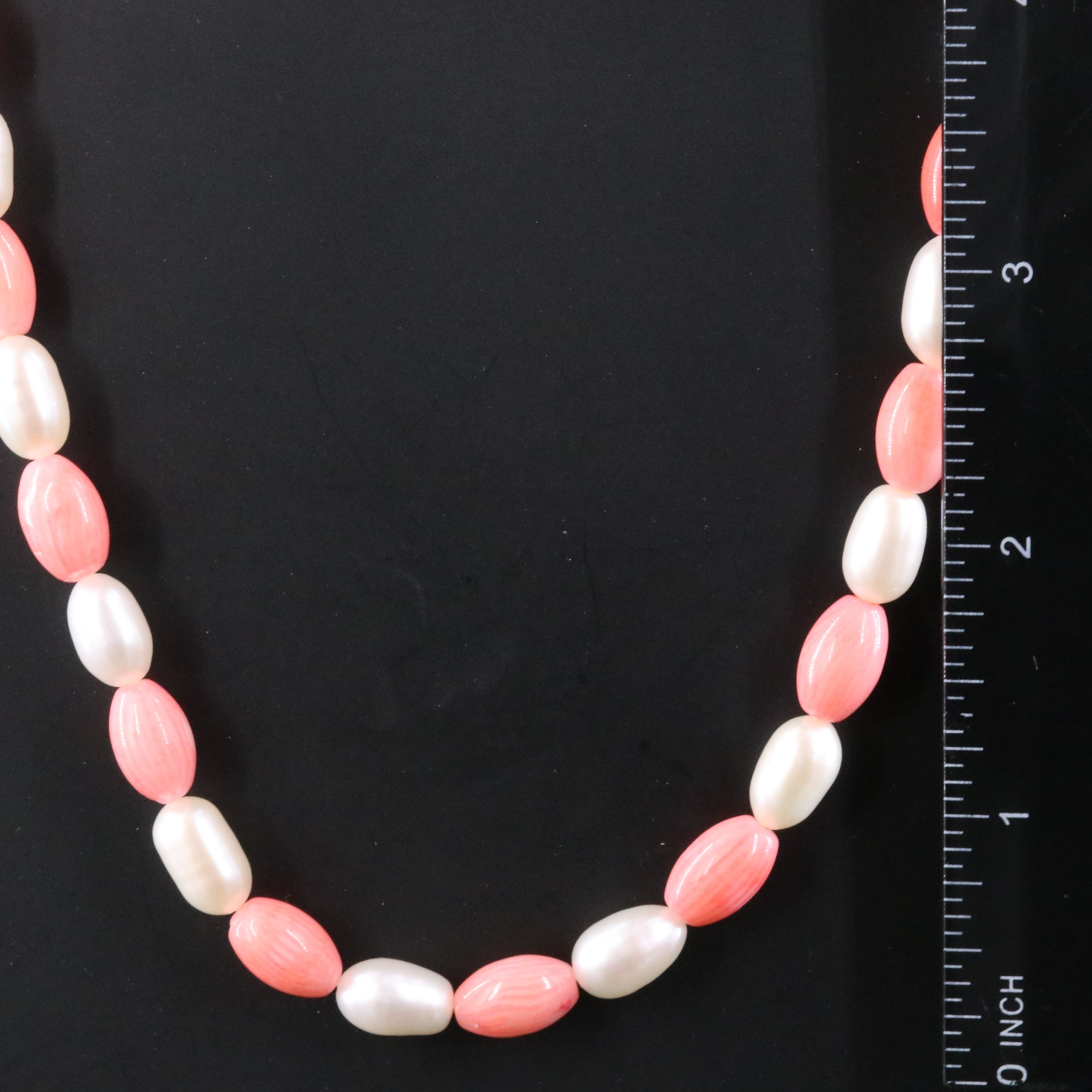 Endless Coral and Pearl Necklace