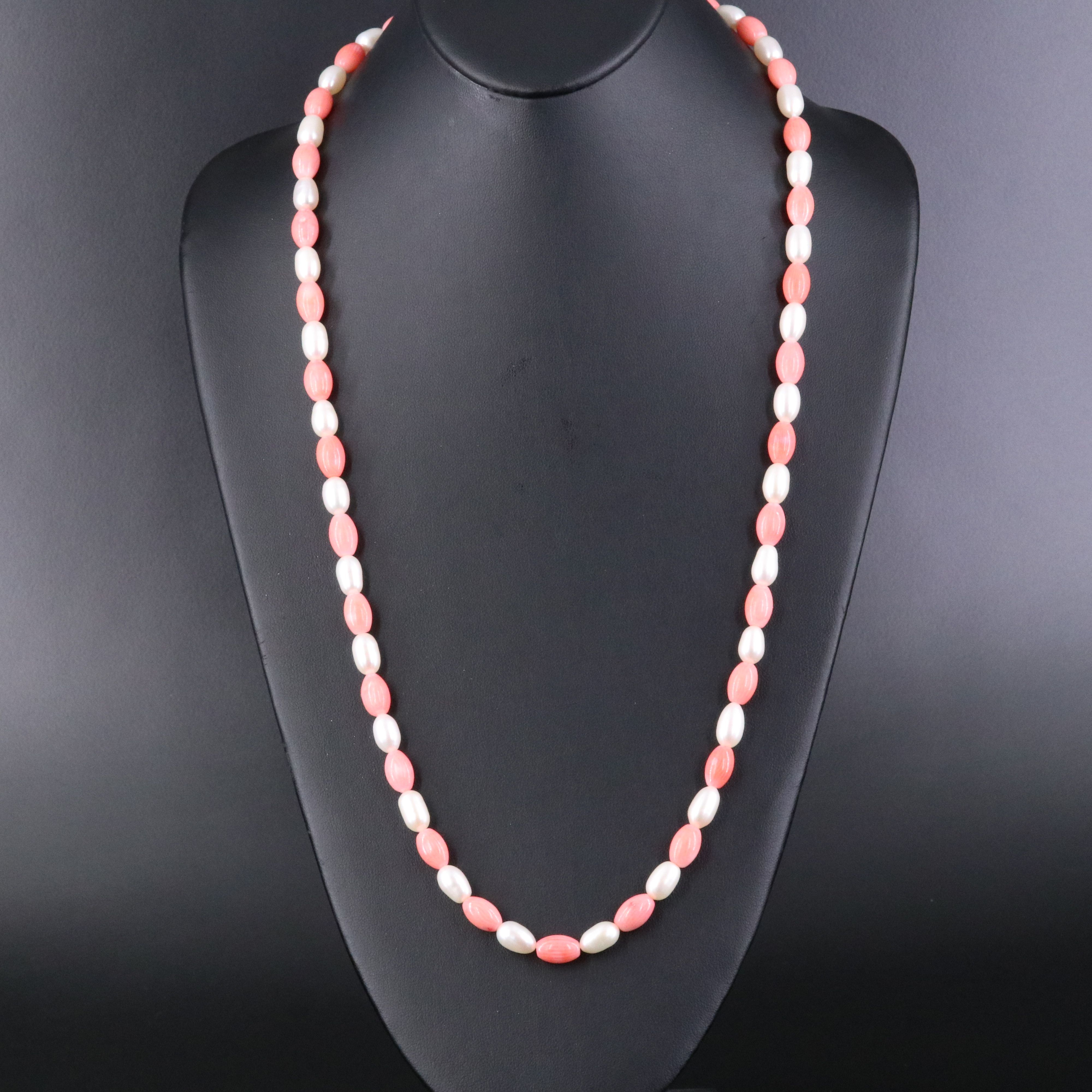 Endless Coral and Pearl Necklace