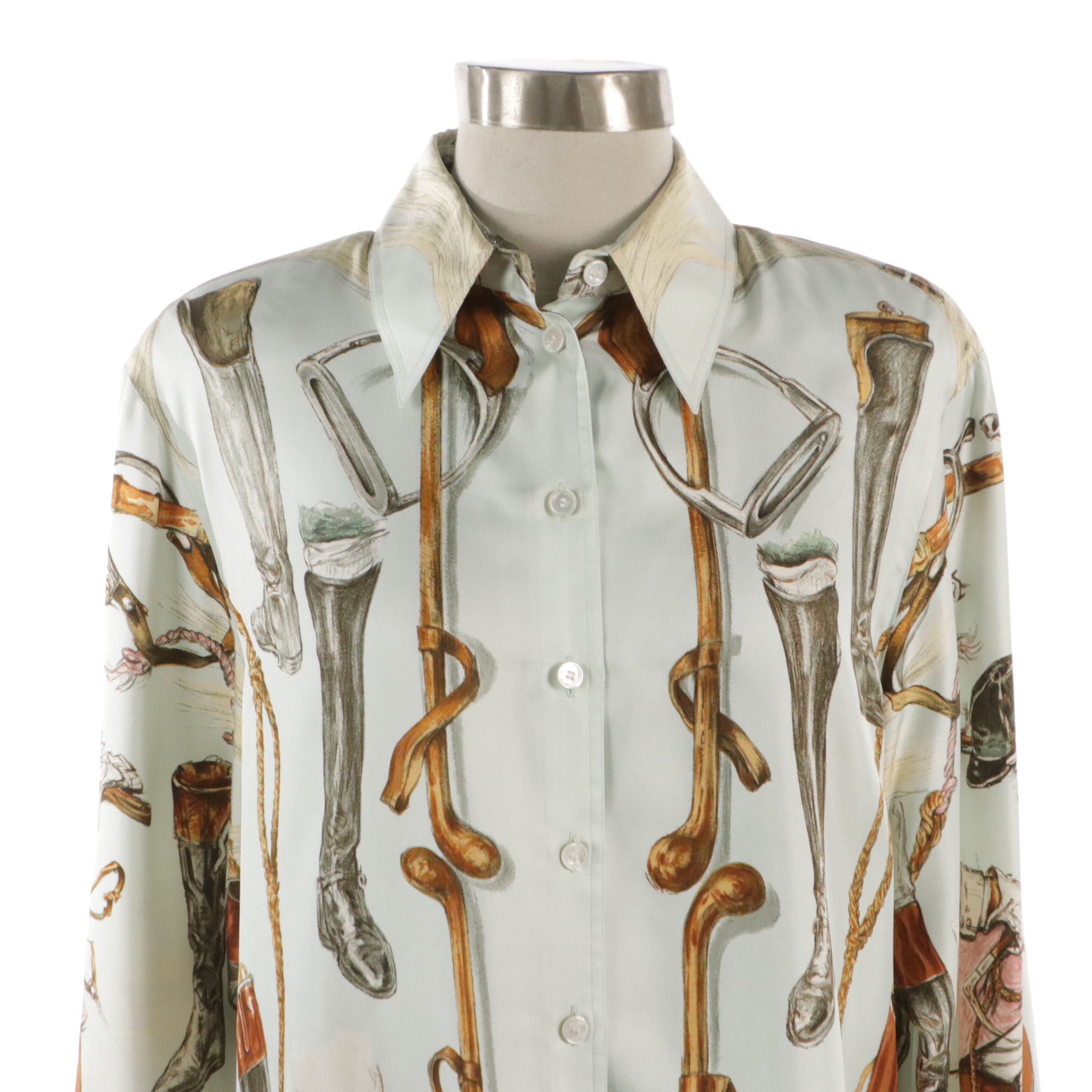 Hermès Blouse in ''A Propos de Bottes'' Silk Twill, Vintage