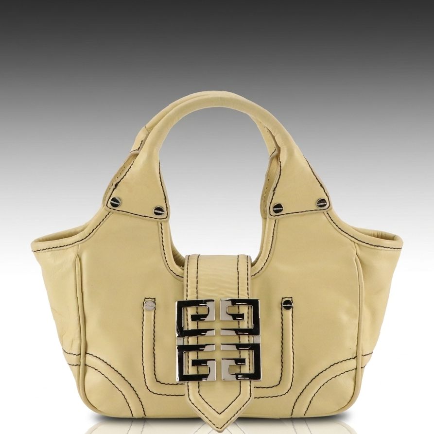 Givenchy Logo Flap Handbag in Butter Yellow Calfskin Leather
