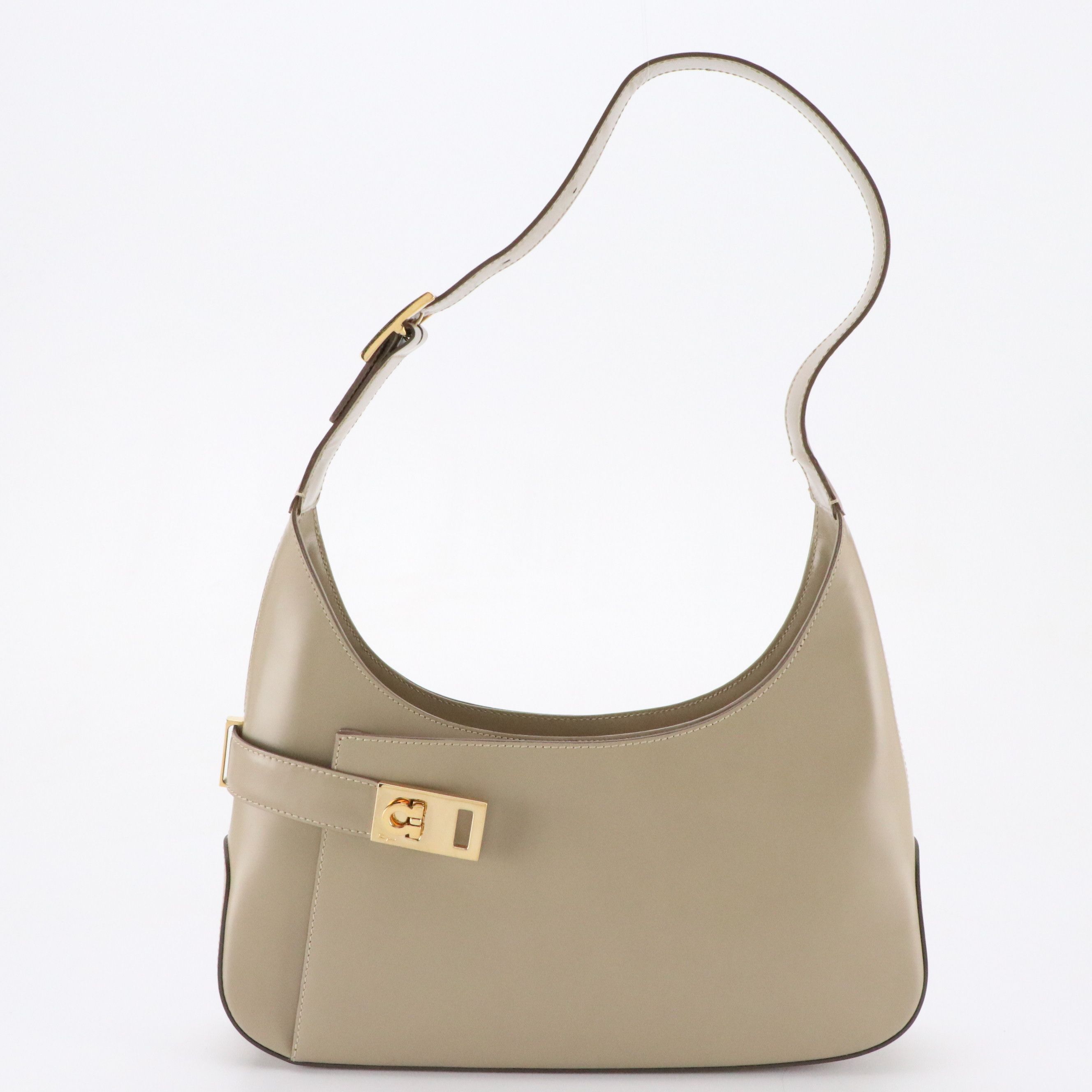 Salvatore Ferragamo Gancini Front Pocket Hobo Bag in Glazed Leather