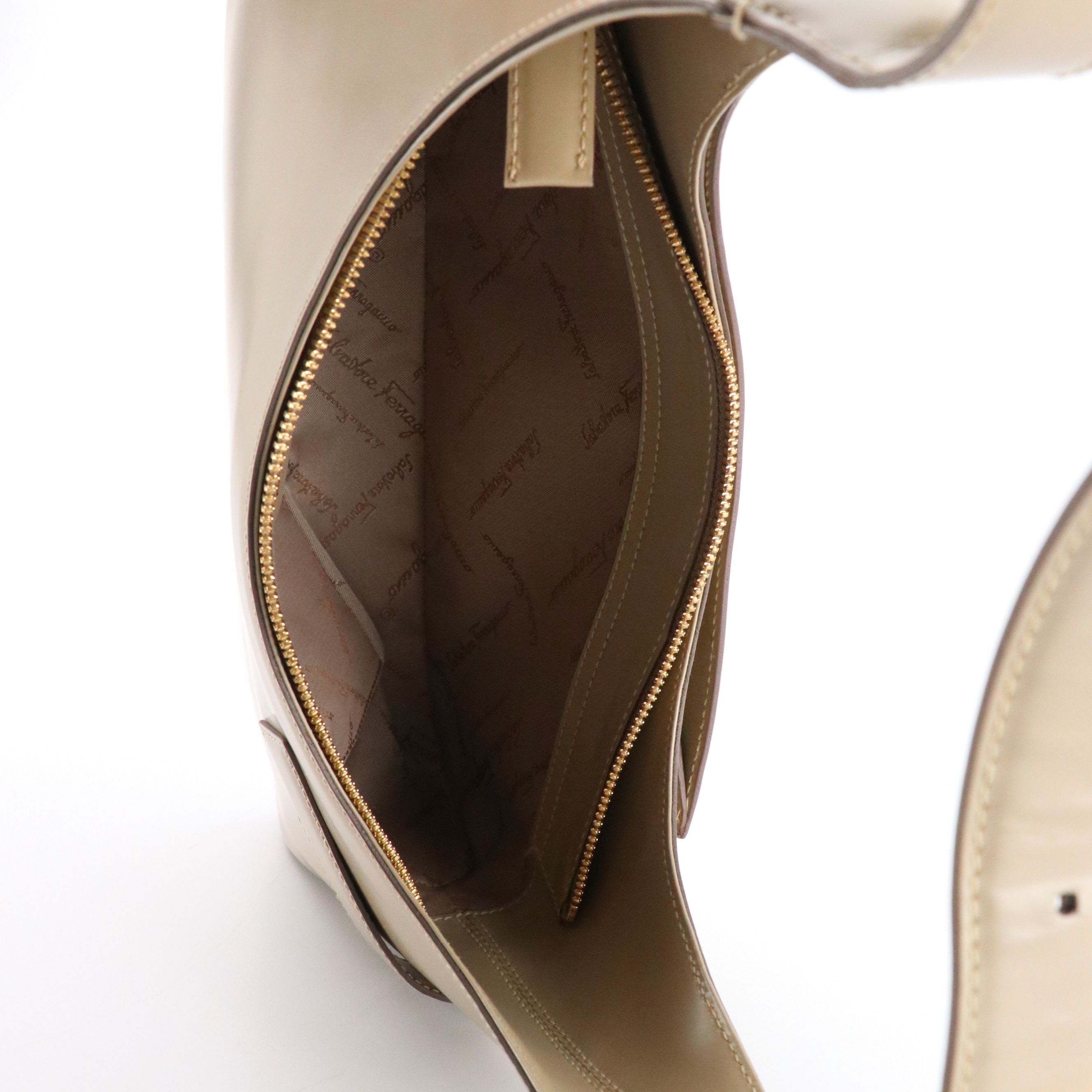 Salvatore Ferragamo Gancini Front Pocket Hobo Bag in Glazed Leather