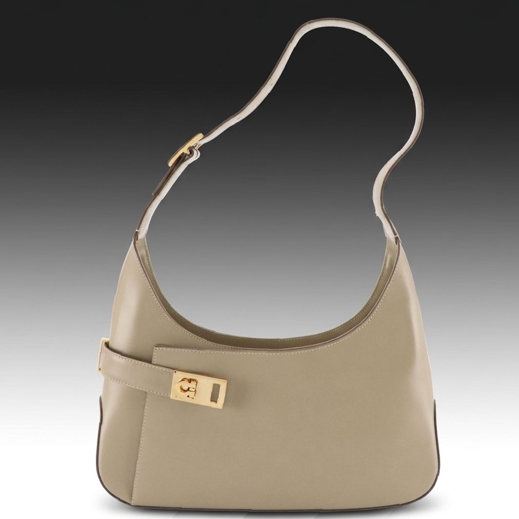 Salvatore Ferragamo Gancini Front Pocket Hobo Bag in Glazed Leather