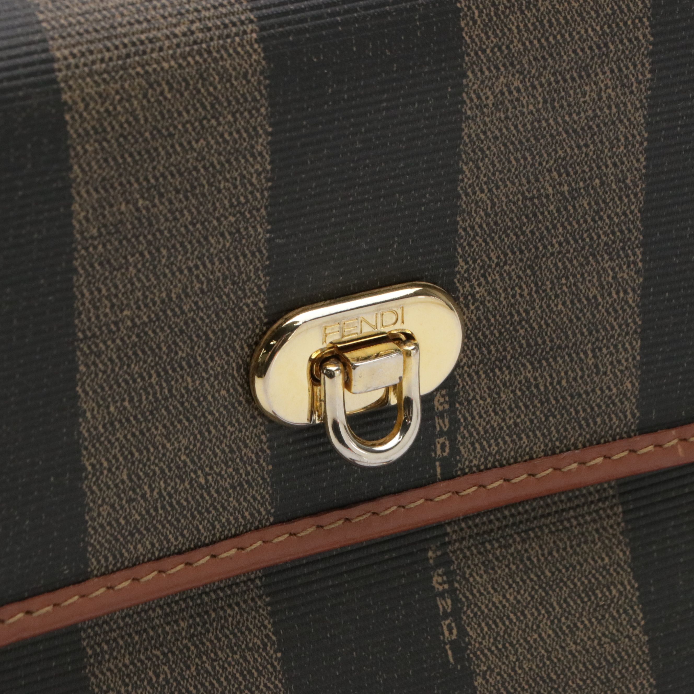 Fendi Two-Way Flap Satchel in Pequin Stripe Coated Canvas