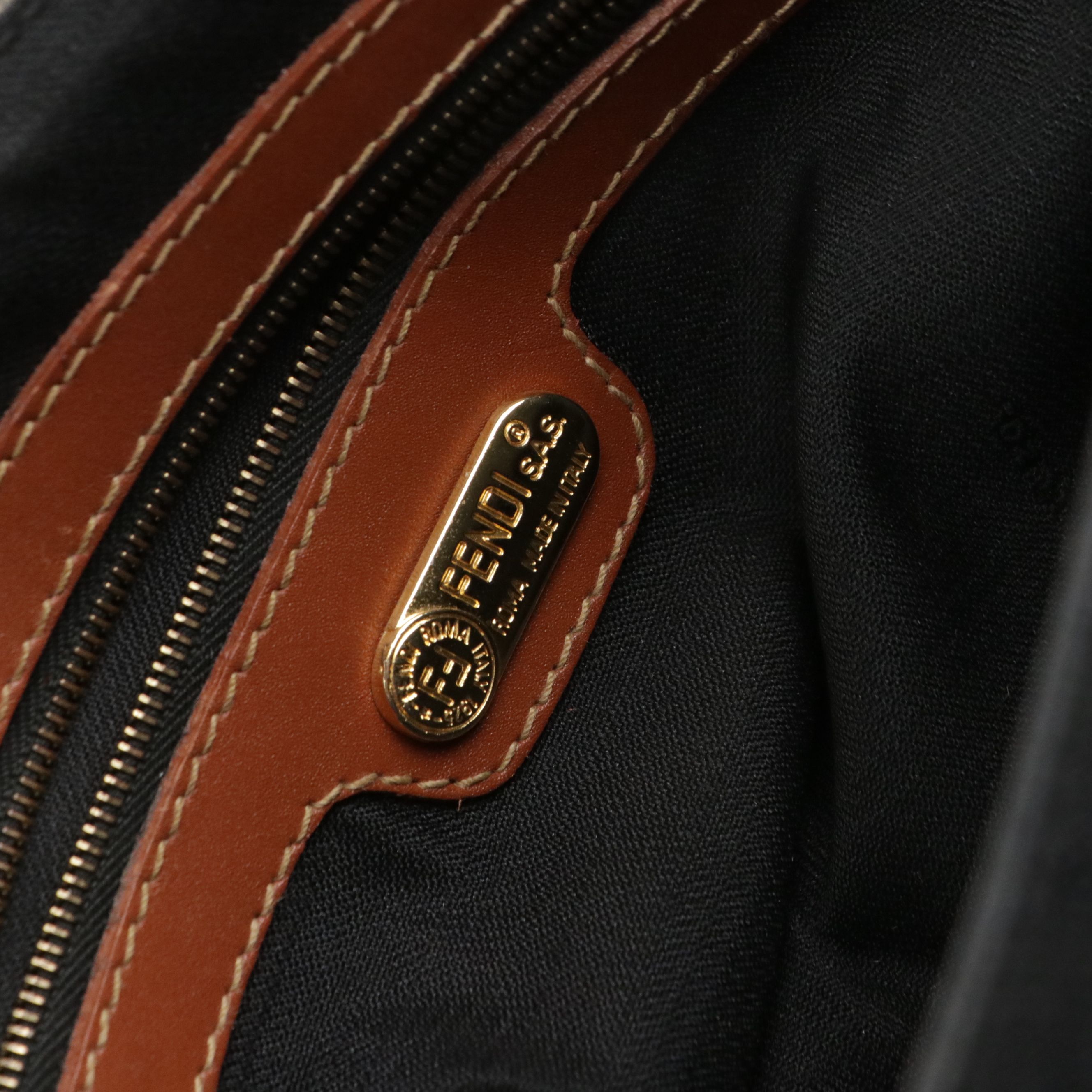Fendi Two-Way Flap Satchel in Pequin Stripe Coated Canvas