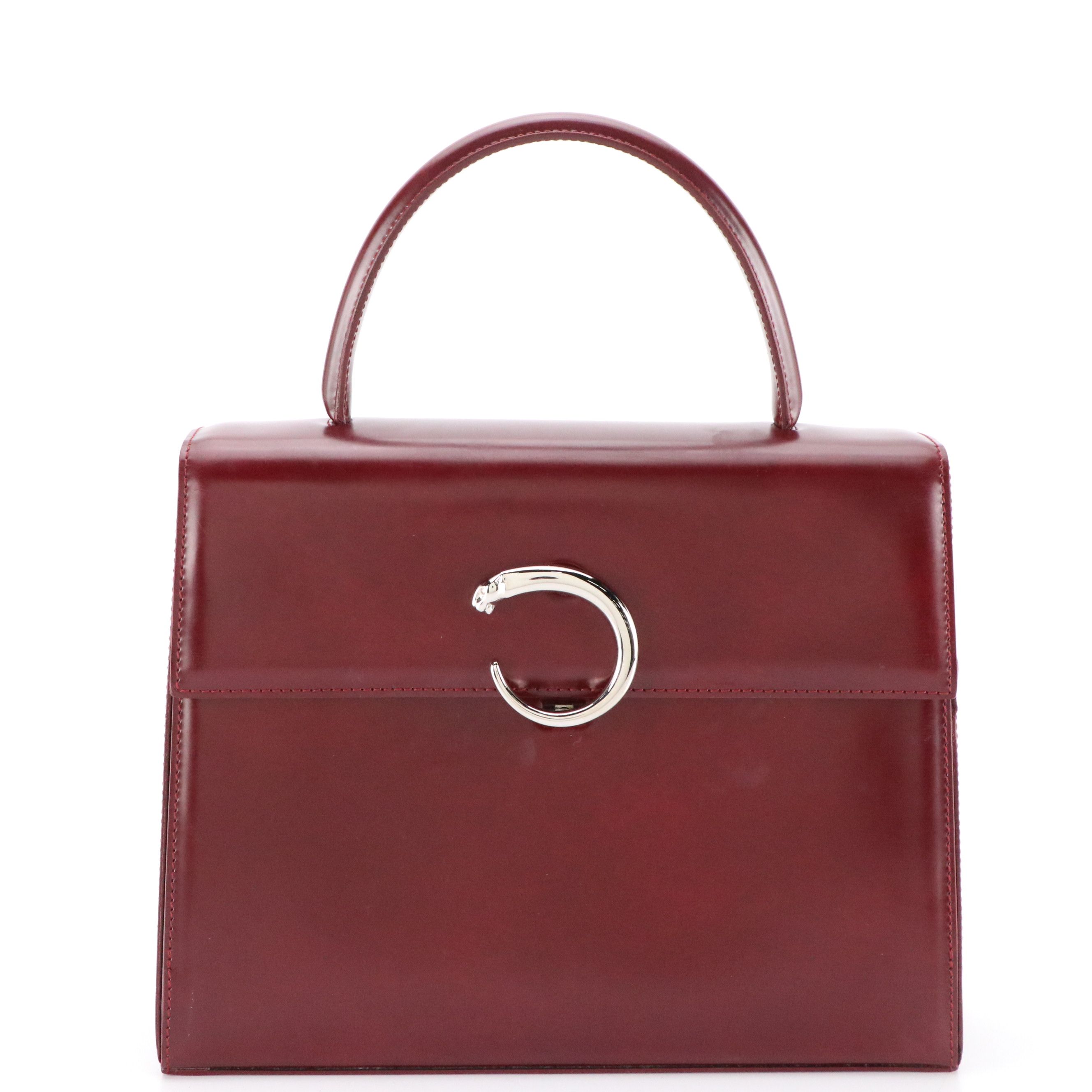 Cartier Panthère de Cartier Top Handle Bag in Glazed Calfskin Leather, Vintage