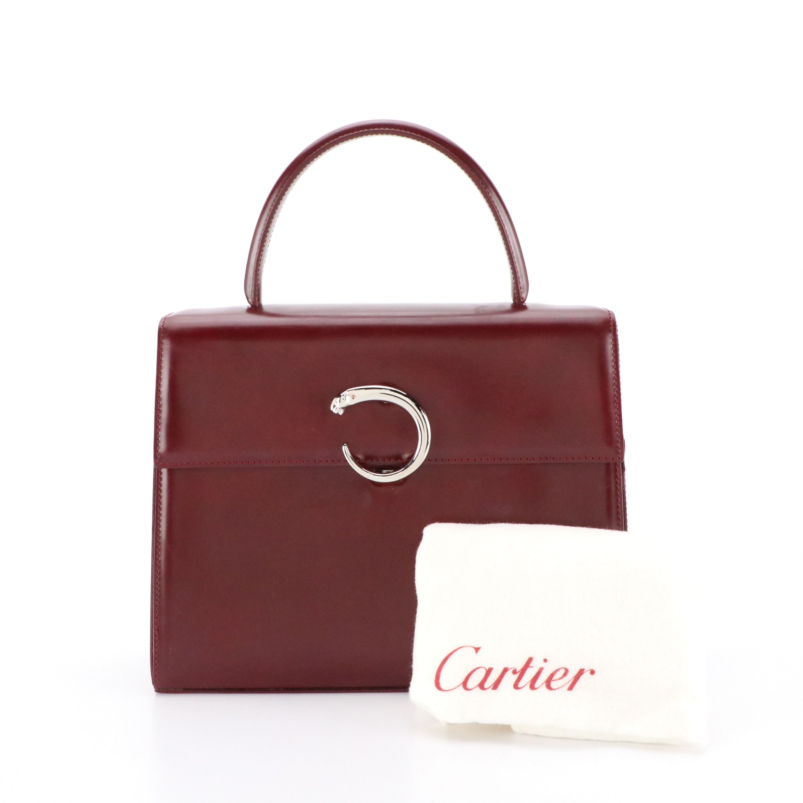 Cartier Panthère de Cartier Top Handle Bag in Glazed Calfskin Leather, Vintage