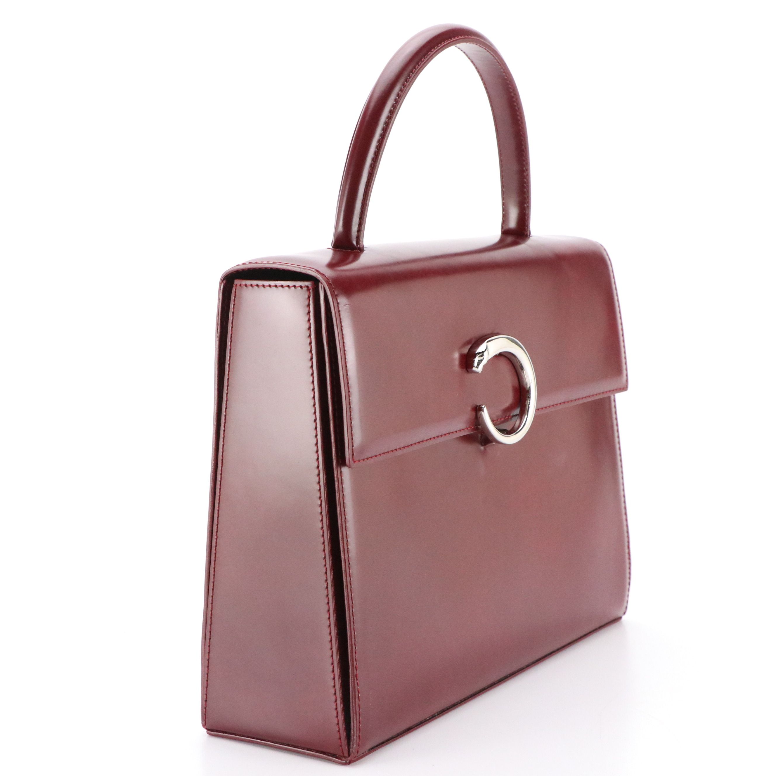 Cartier Panthère de Cartier Top Handle Bag in Glazed Calfskin Leather, Vintage