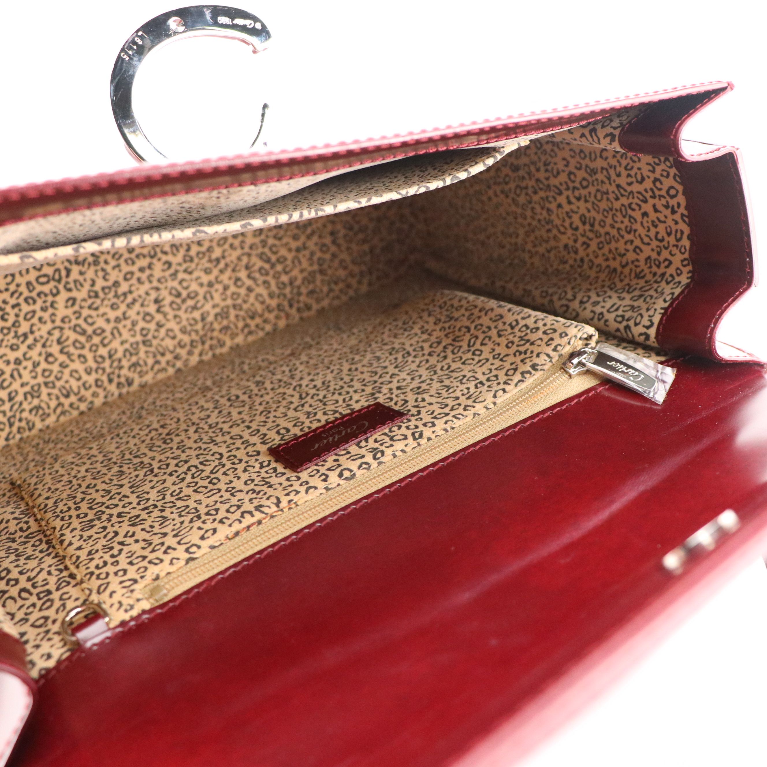 Cartier Panthère de Cartier Top Handle Bag in Glazed Calfskin Leather, Vintage