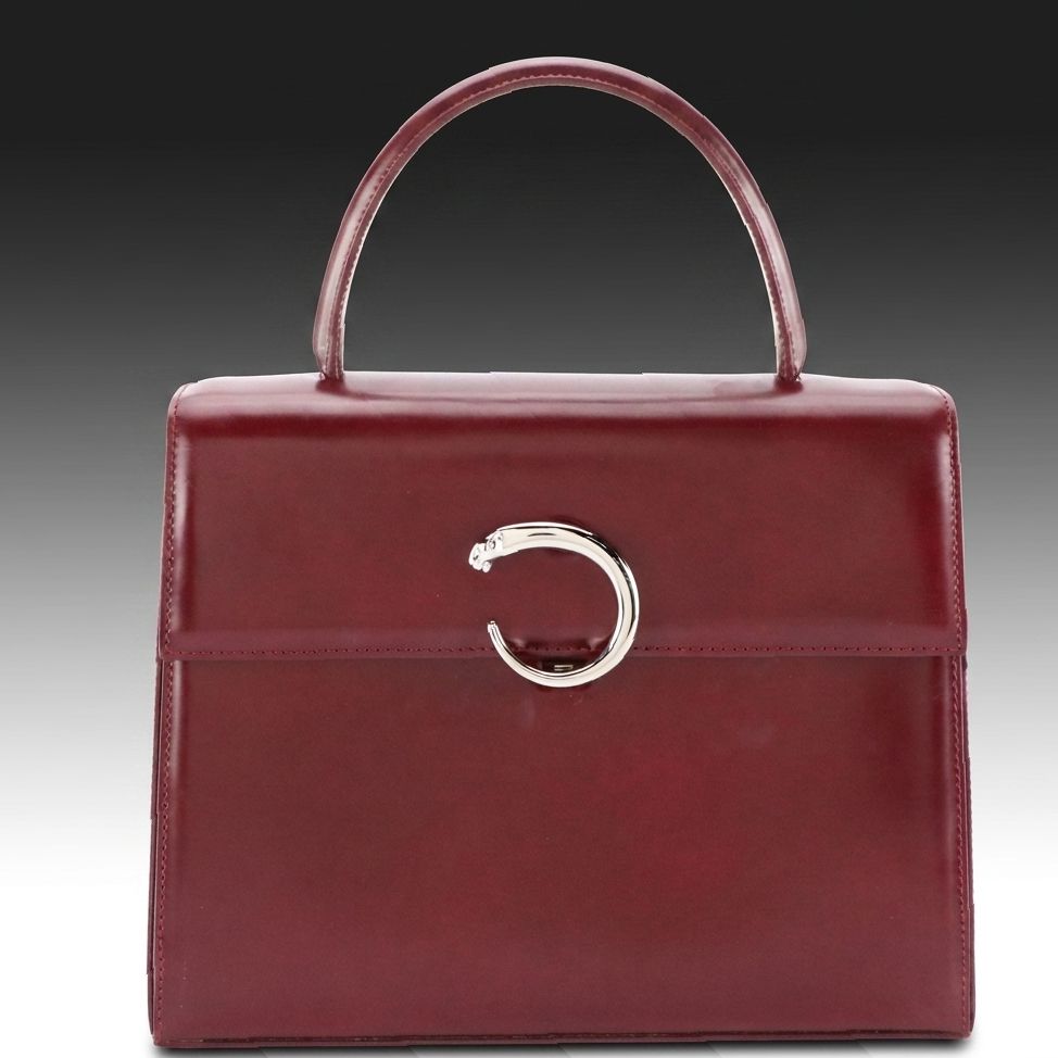 Cartier Panthère de Cartier Top Handle Bag in Glazed Calfskin Leather, Vintage