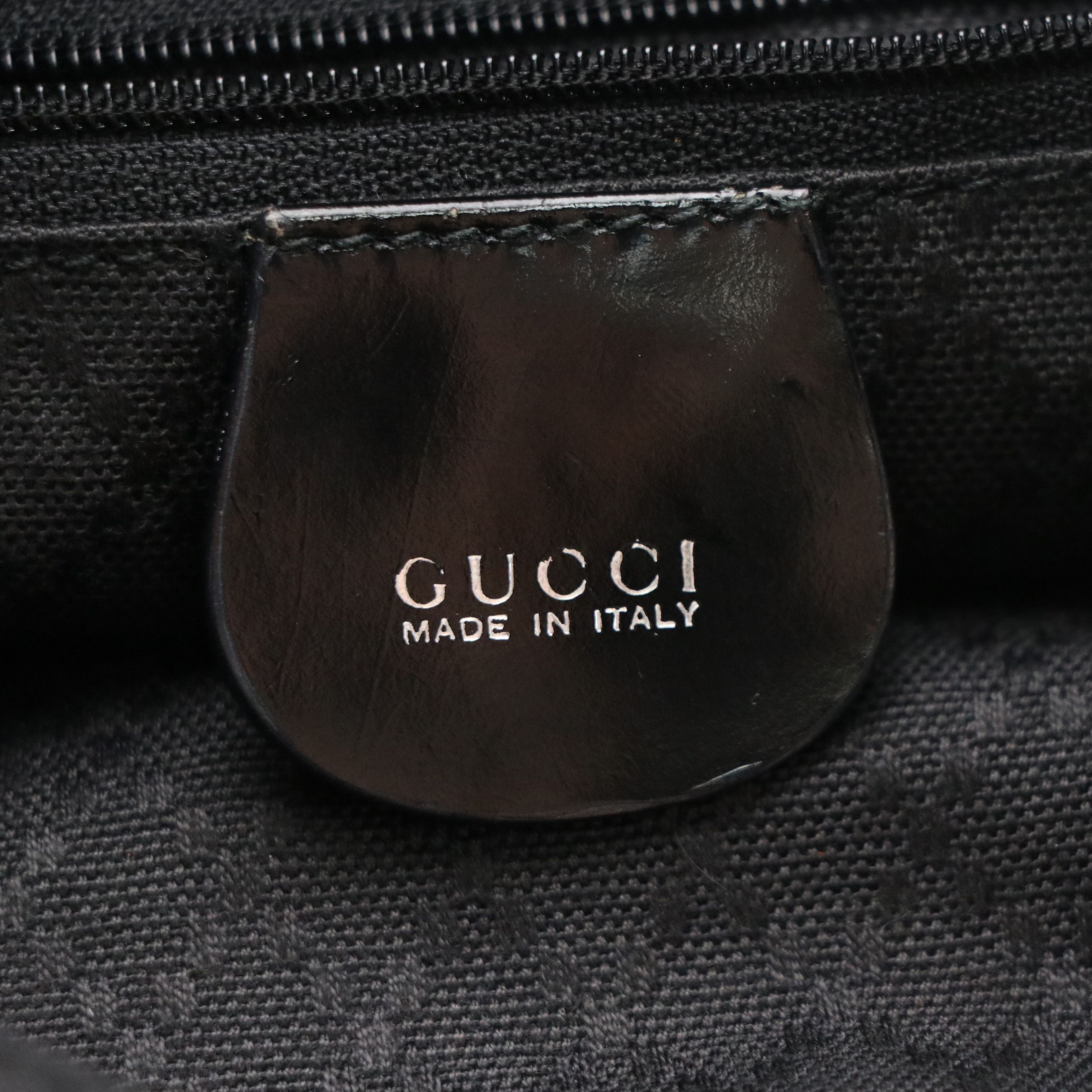 Gucci Bamboo Handle Two-Way Hobo Tote Bag in Black Nylon Canvas and Leather