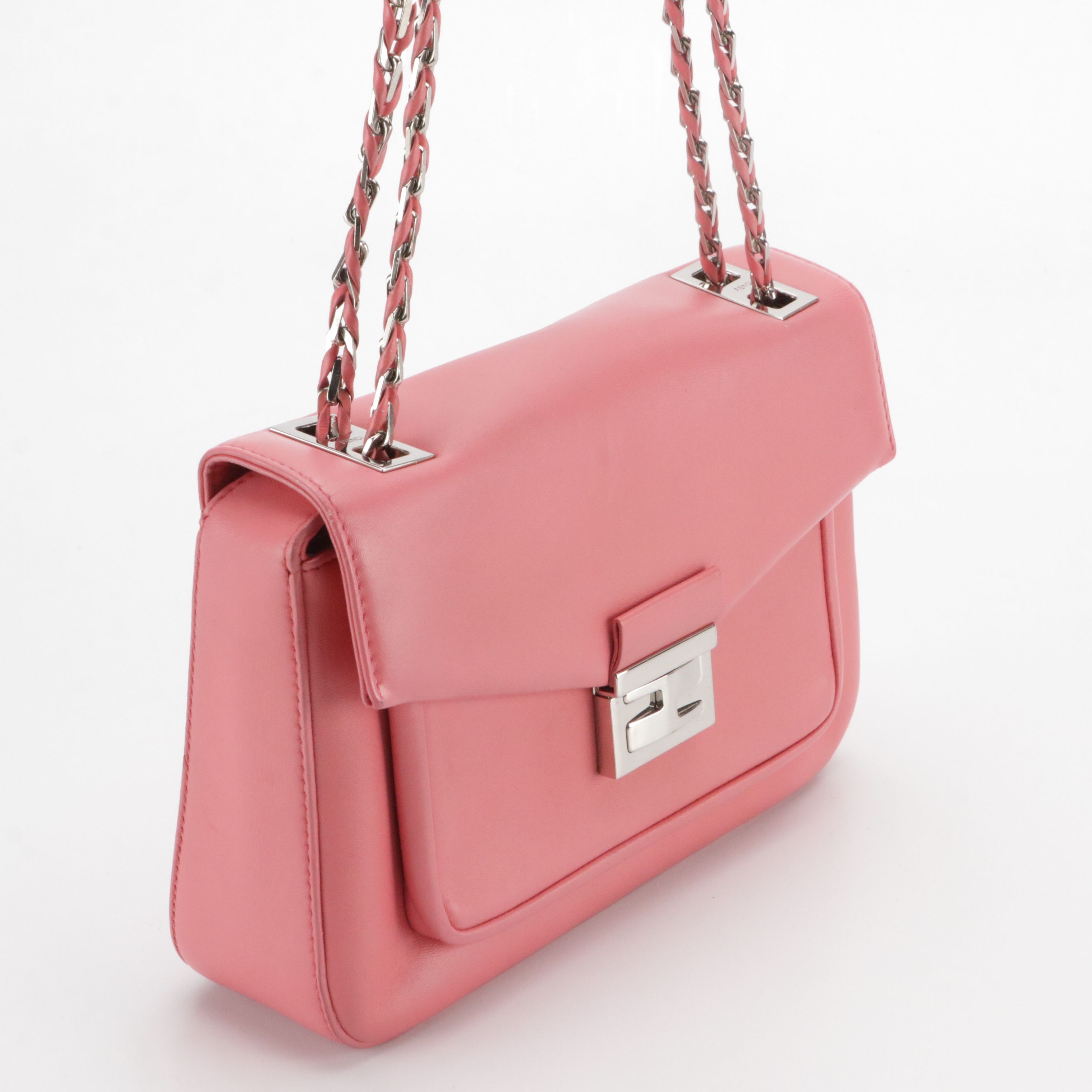 Fendi Be Baguette Bag 8BR677 in Pink Lambskin Leather
