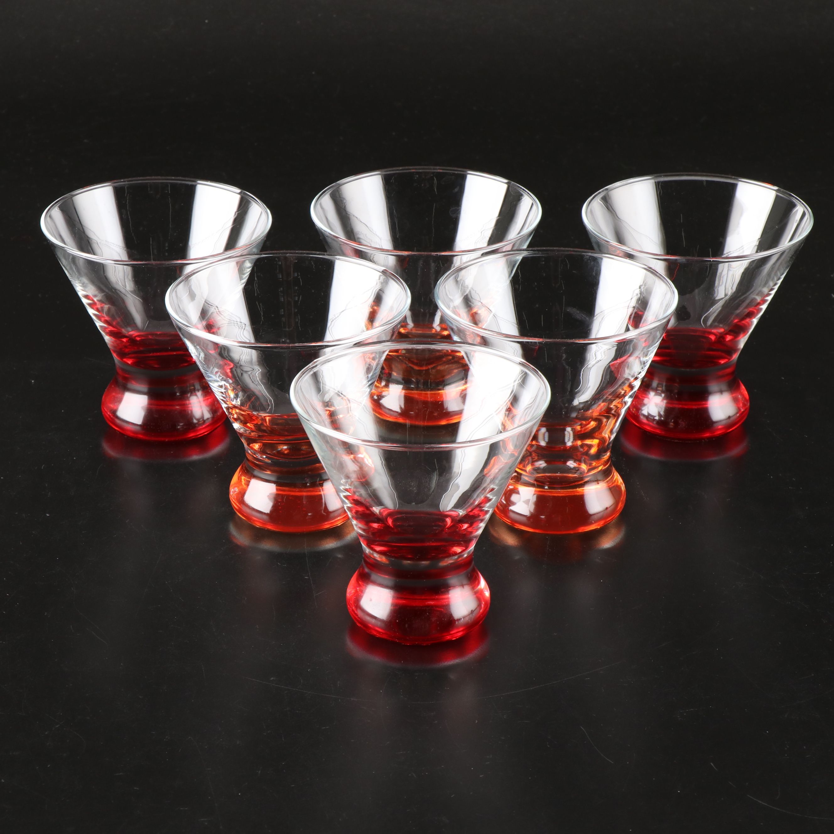 Crate & Barrel "Dizzy" Glass Liquor Cocktail Drinkware, Early 21st Century