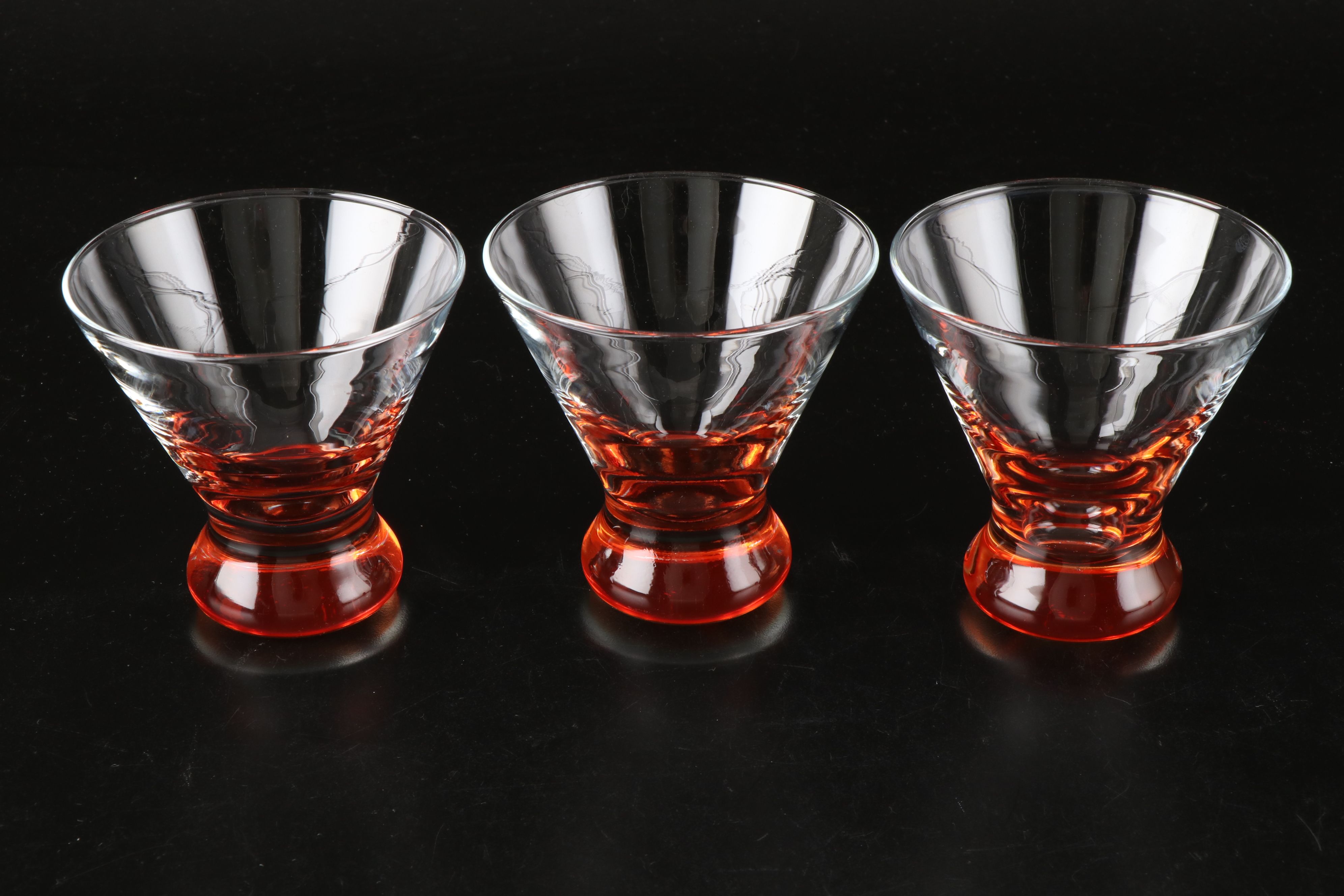 Crate & Barrel "Dizzy" Glass Liquor Cocktail Drinkware, Early 21st Century