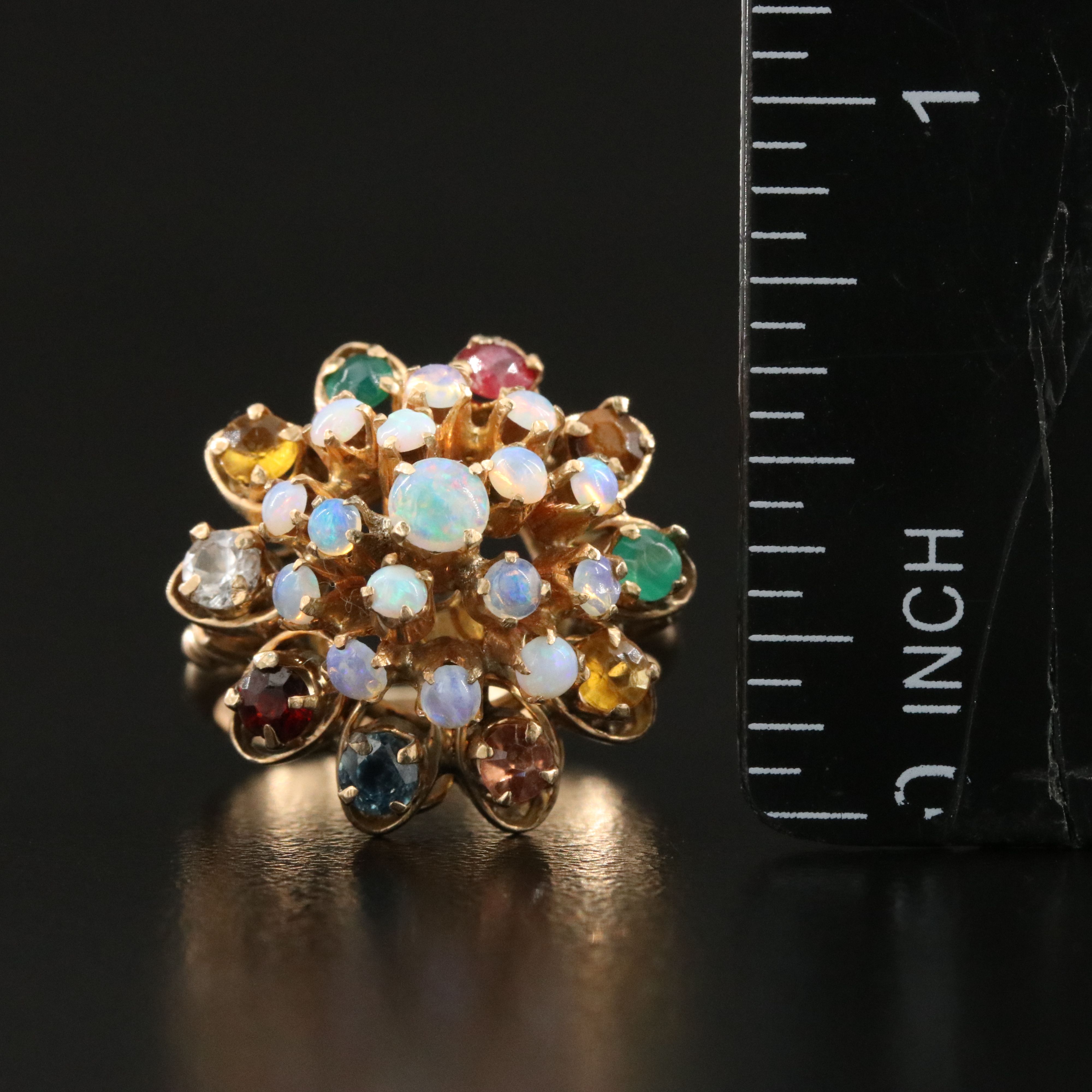 14K Opal and Gemstone Tiered Ring