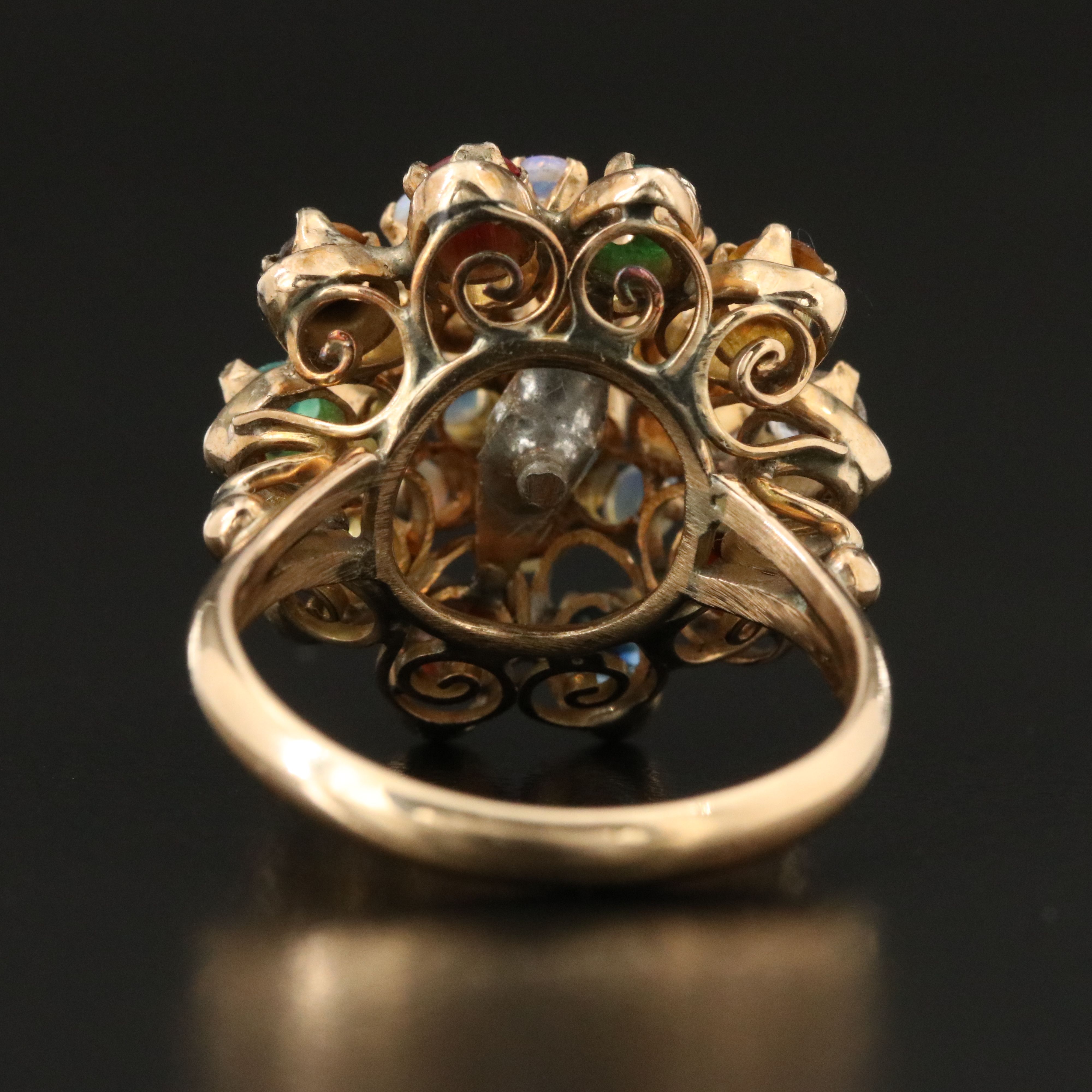 14K Opal and Gemstone Tiered Ring