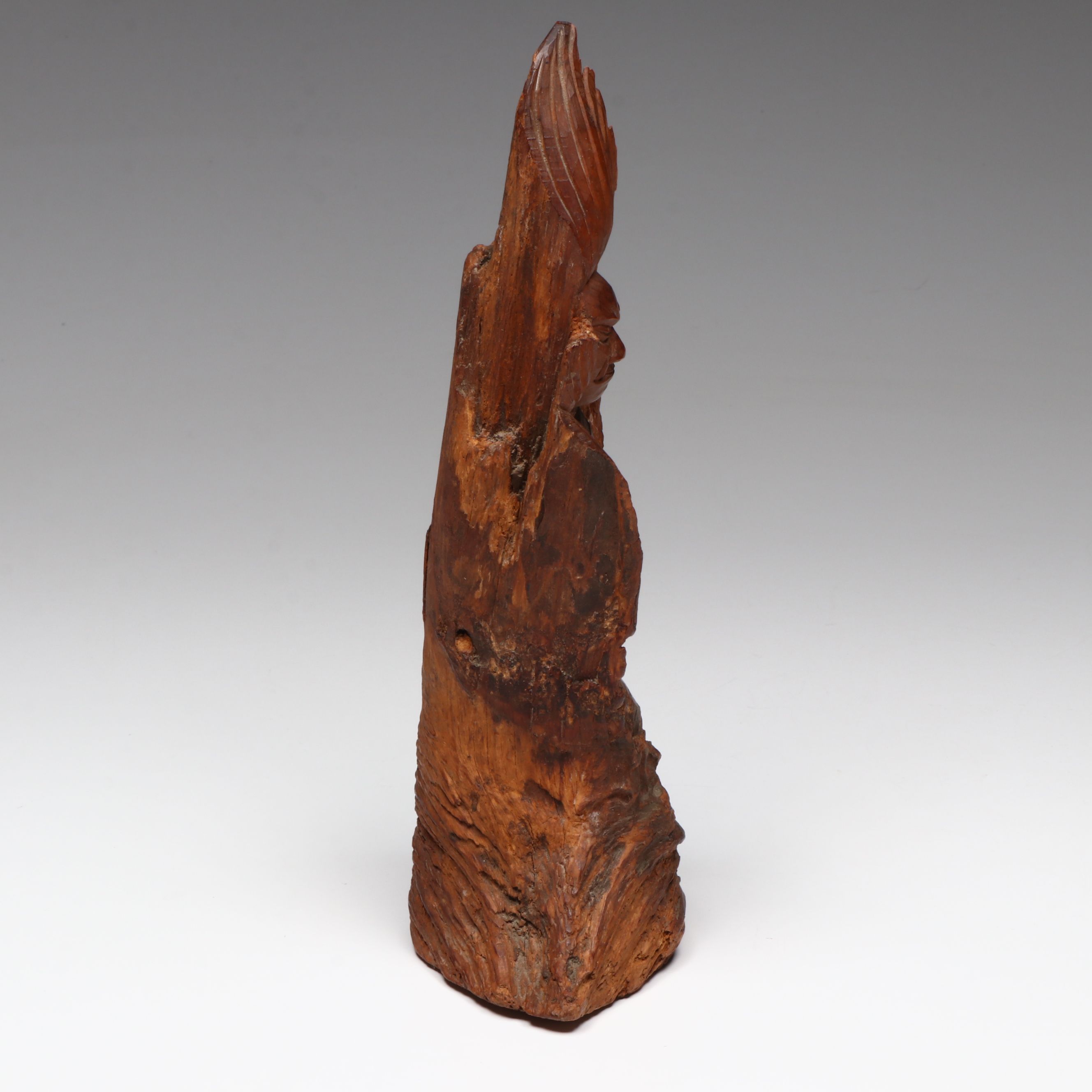 Chinese Carved Wood Monk Statue, 20th Century