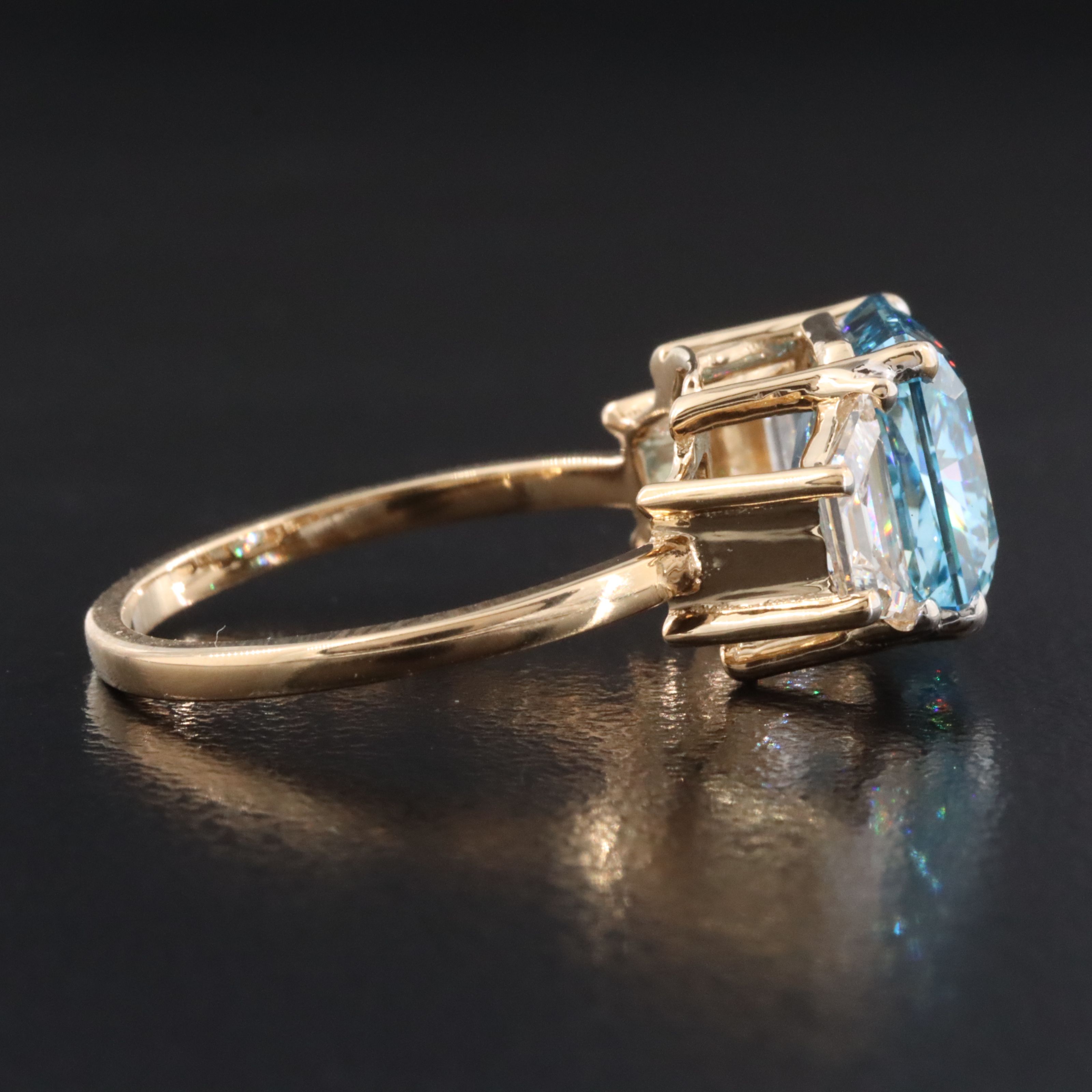 18K 4.42 CTW Lab Grown Diamond Ring with Fancy Vivid Blue Center and IGI Report