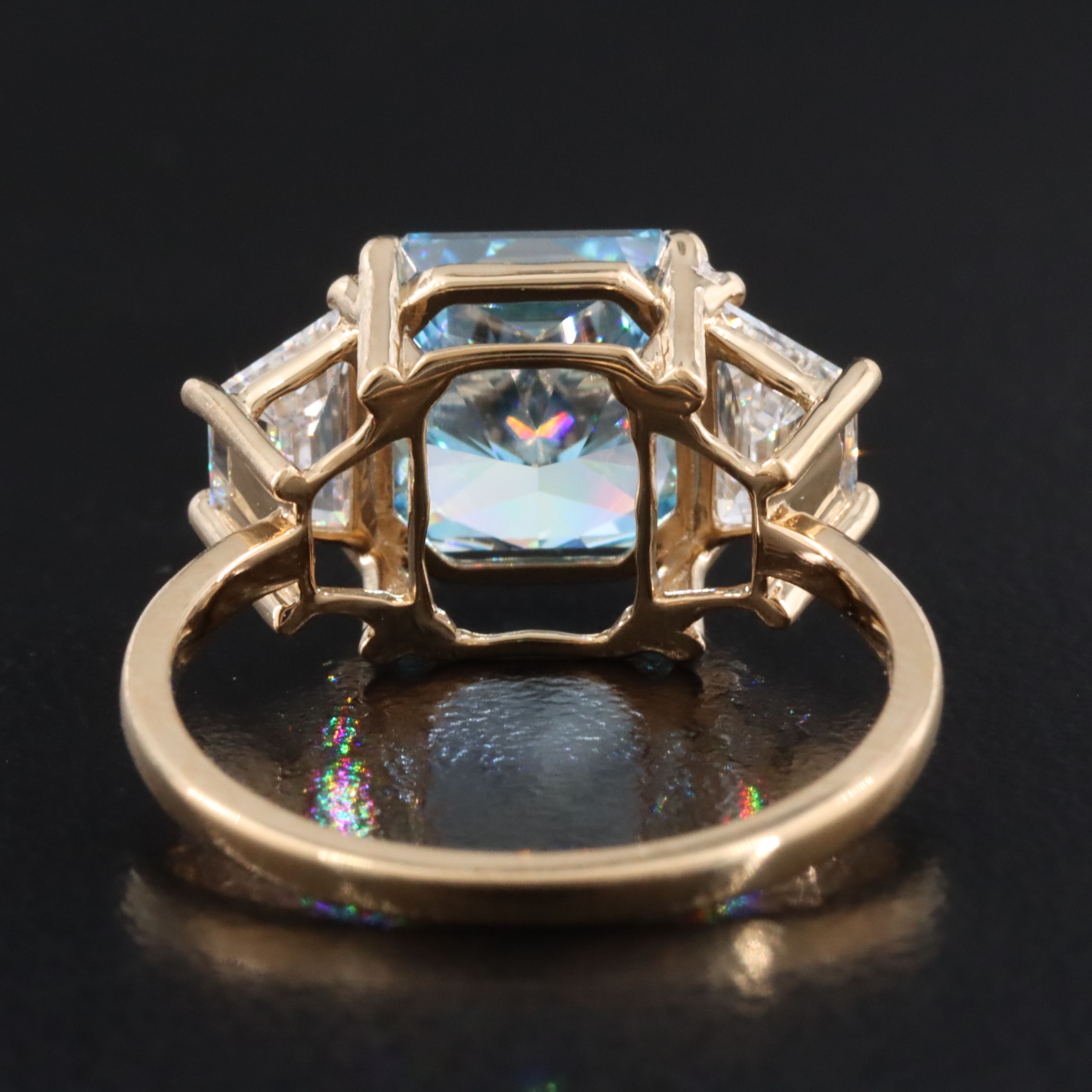 18K 4.42 CTW Lab Grown Diamond Ring with Fancy Vivid Blue Center and IGI Report