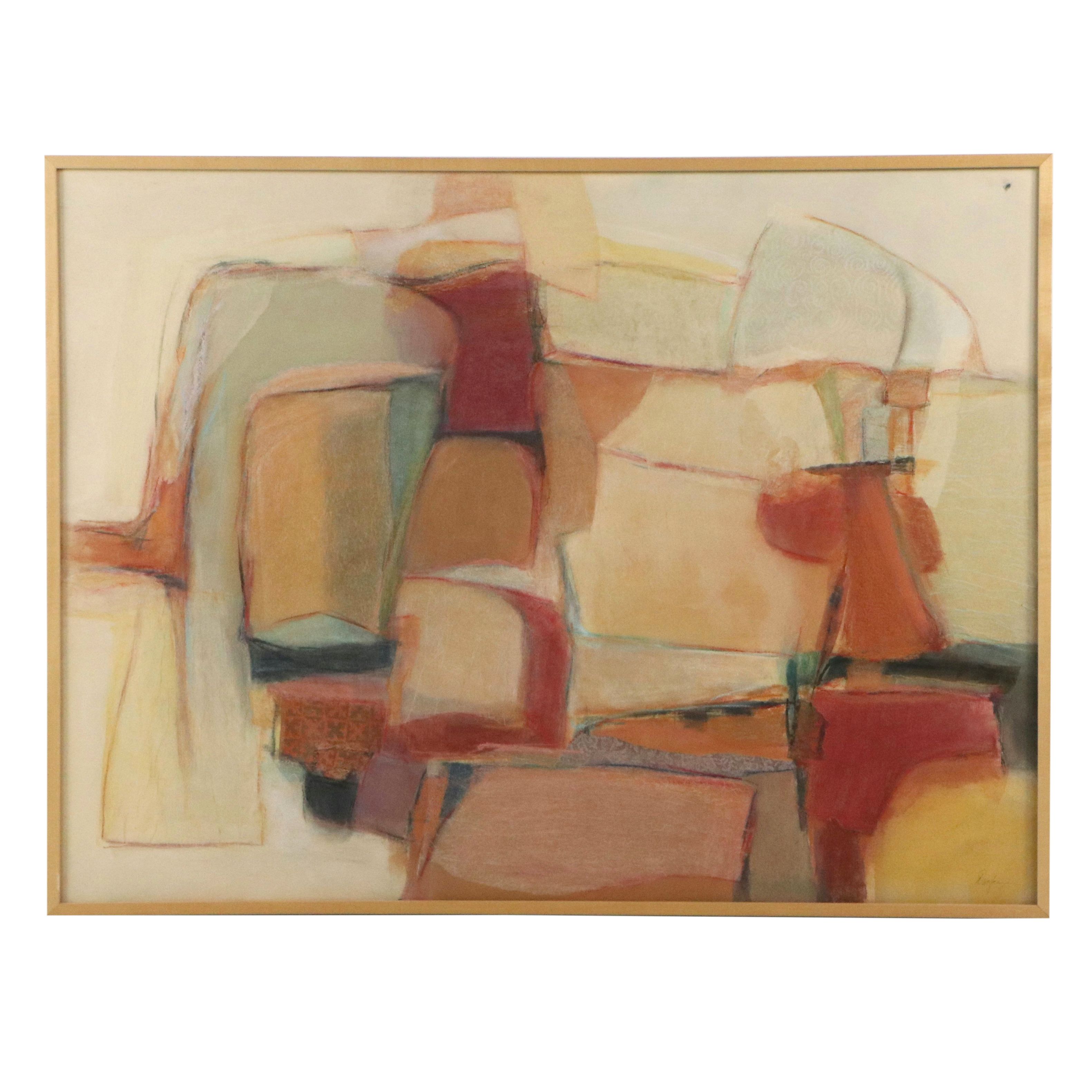 Abstract Mixed Media Painting, Circa Late 20th Century