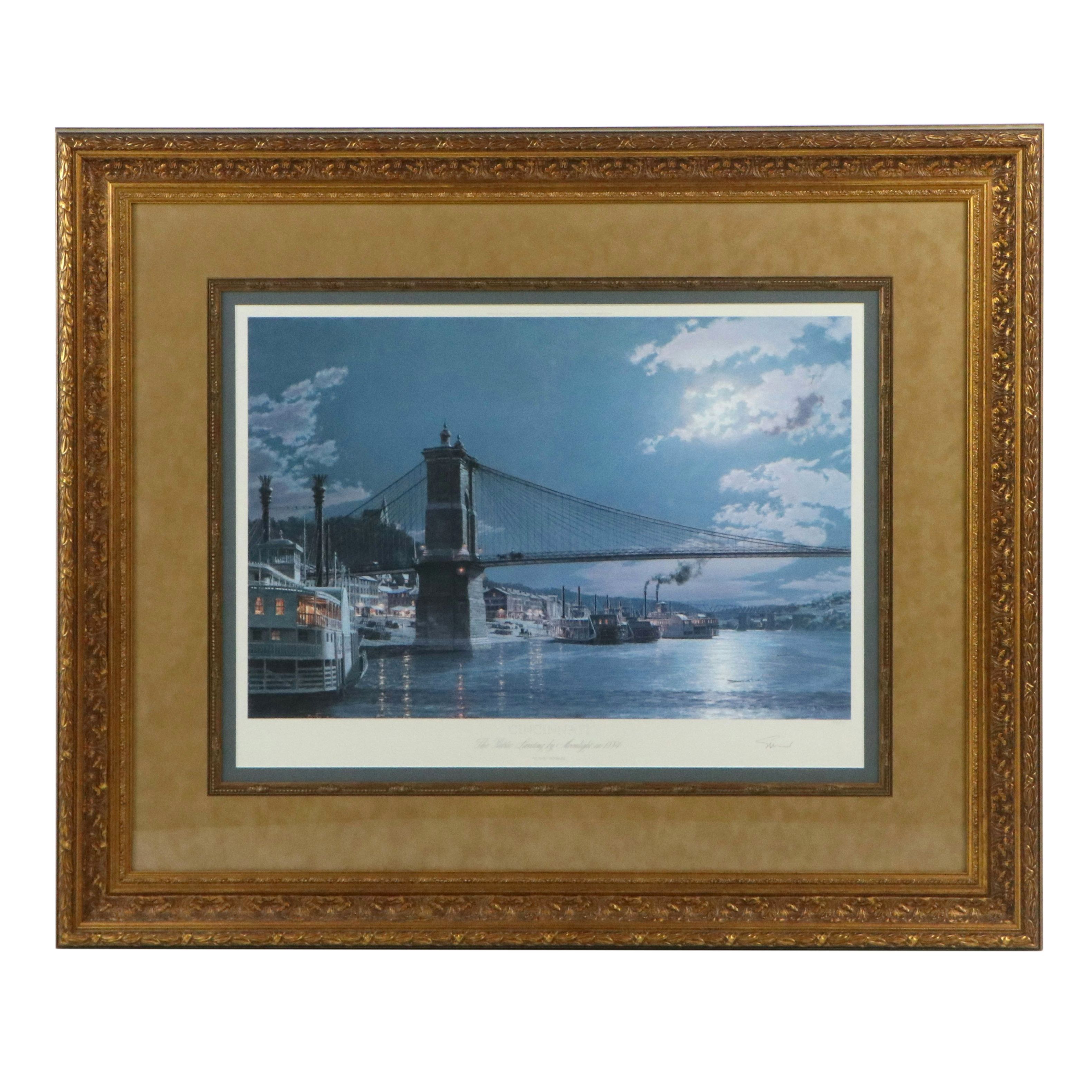John Stobart Offset Lithograph "Cincinnati: The Public Landing..."