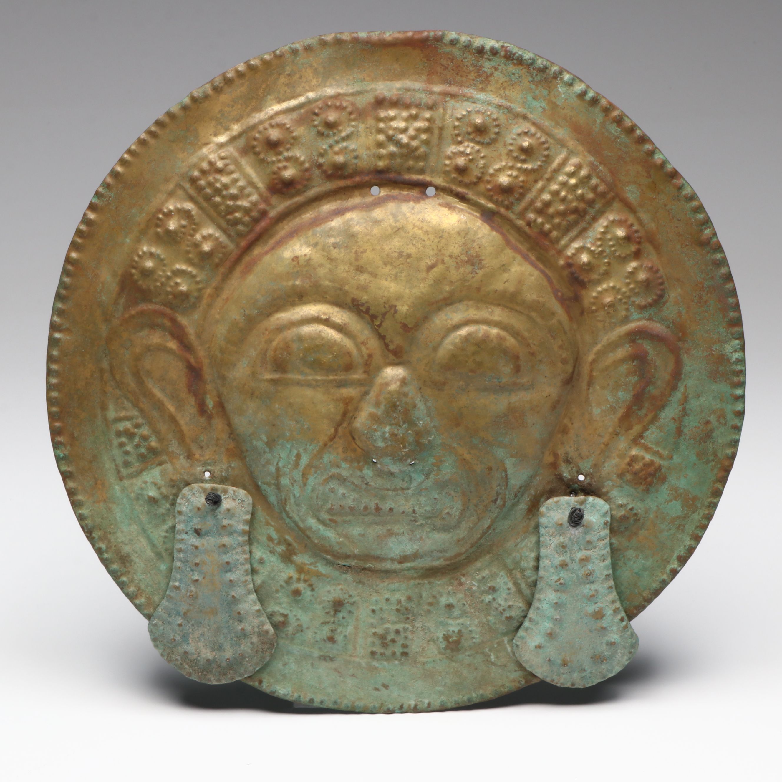 Pre-Columbian Style Gilt Copper Mask